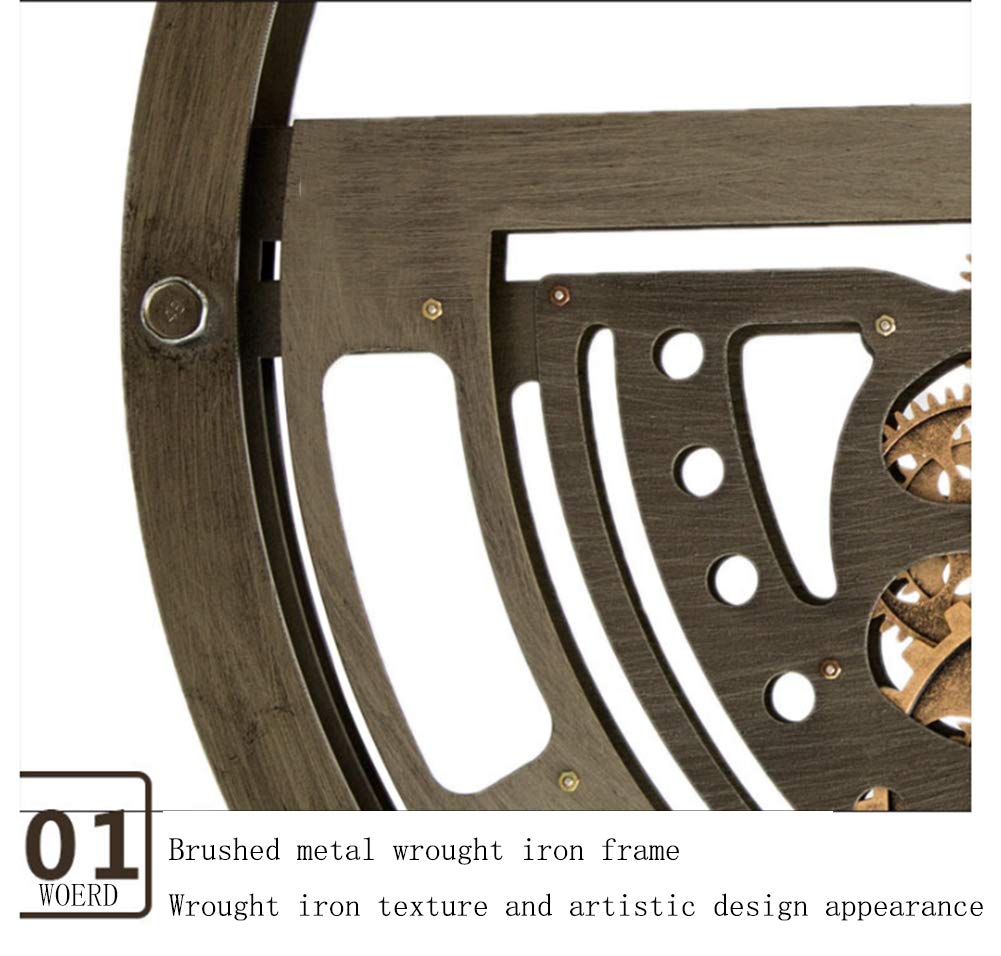 WOERD Reloj De Pared De Estilo Industrial Retro Europeo Engranajes En Movimiento Reloj Creativo De La DecoracióN De La Sala De Estar del Reloj del Engranaje del Arte del Metal