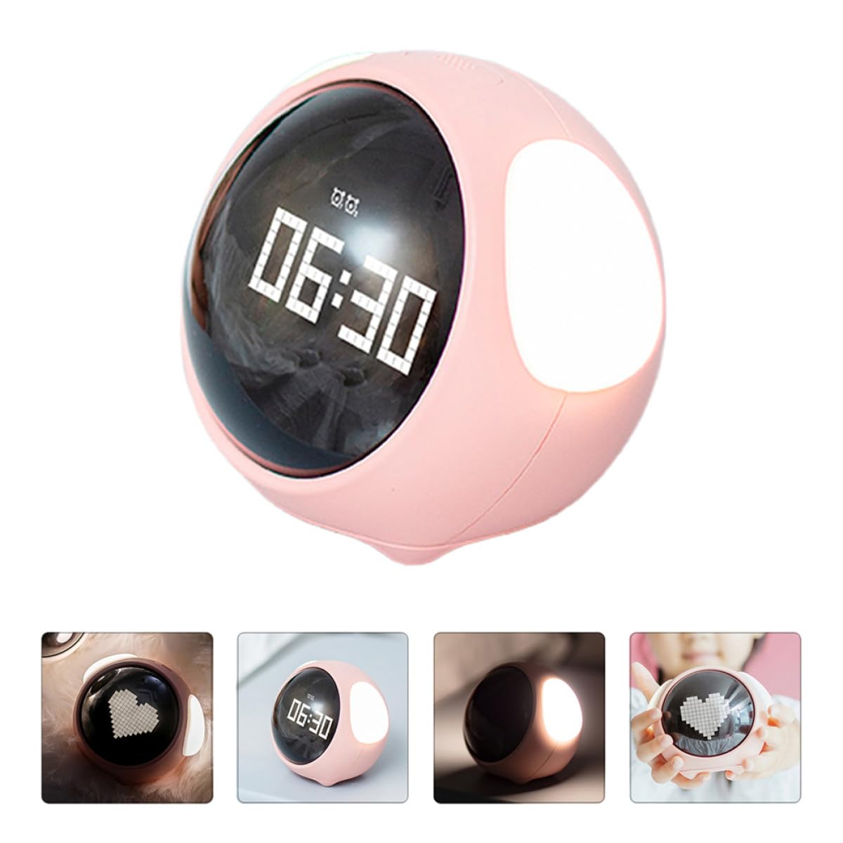 Toyvian Réveil LED à Motif Numérique Intelligent pour Garçon et Filles, Lumineux, Veilleuse Tactile, Batterie Rechargeable, Réveil Adorable pour Chambre D’Enfants, Couleur Rose
