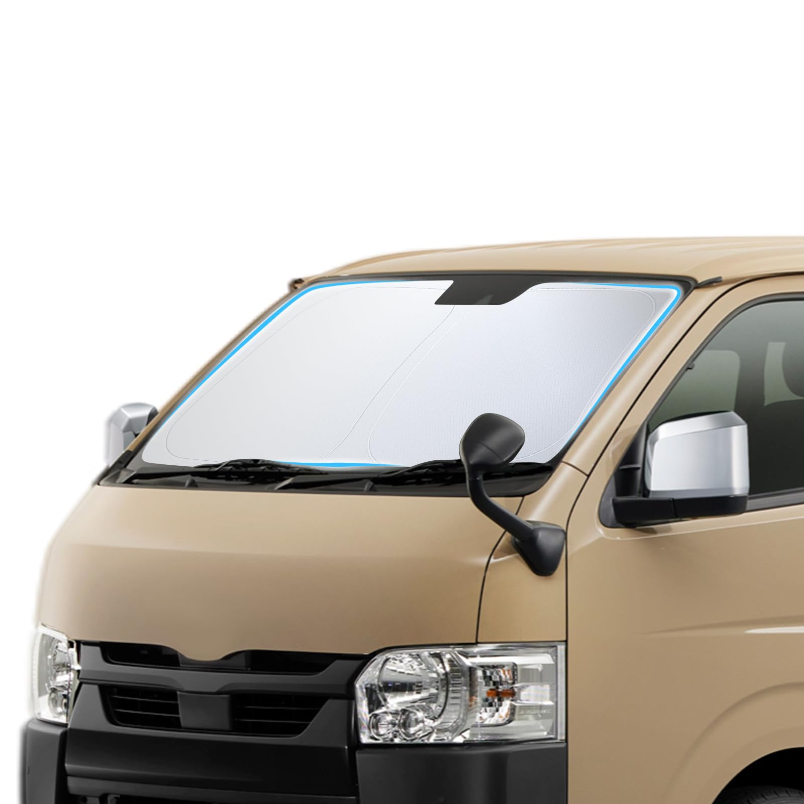【LFOTPP】トヨタ ハイエース 200系 用 フロントガラス サンシェード TRH2##/KDH2##/GDH2##系 車種専用設計 日差しカット UVカット 遮光断熱 車 サンシェード フロント用 シェードカーテン 車中泊 日焼け防止 暑さ対策 ハイエース200系 アクセサリー 内装パーツ 遮光 シェード 折り畳み式 取付簡単 ハンドルカバー 収納袋付き 200ハイエース