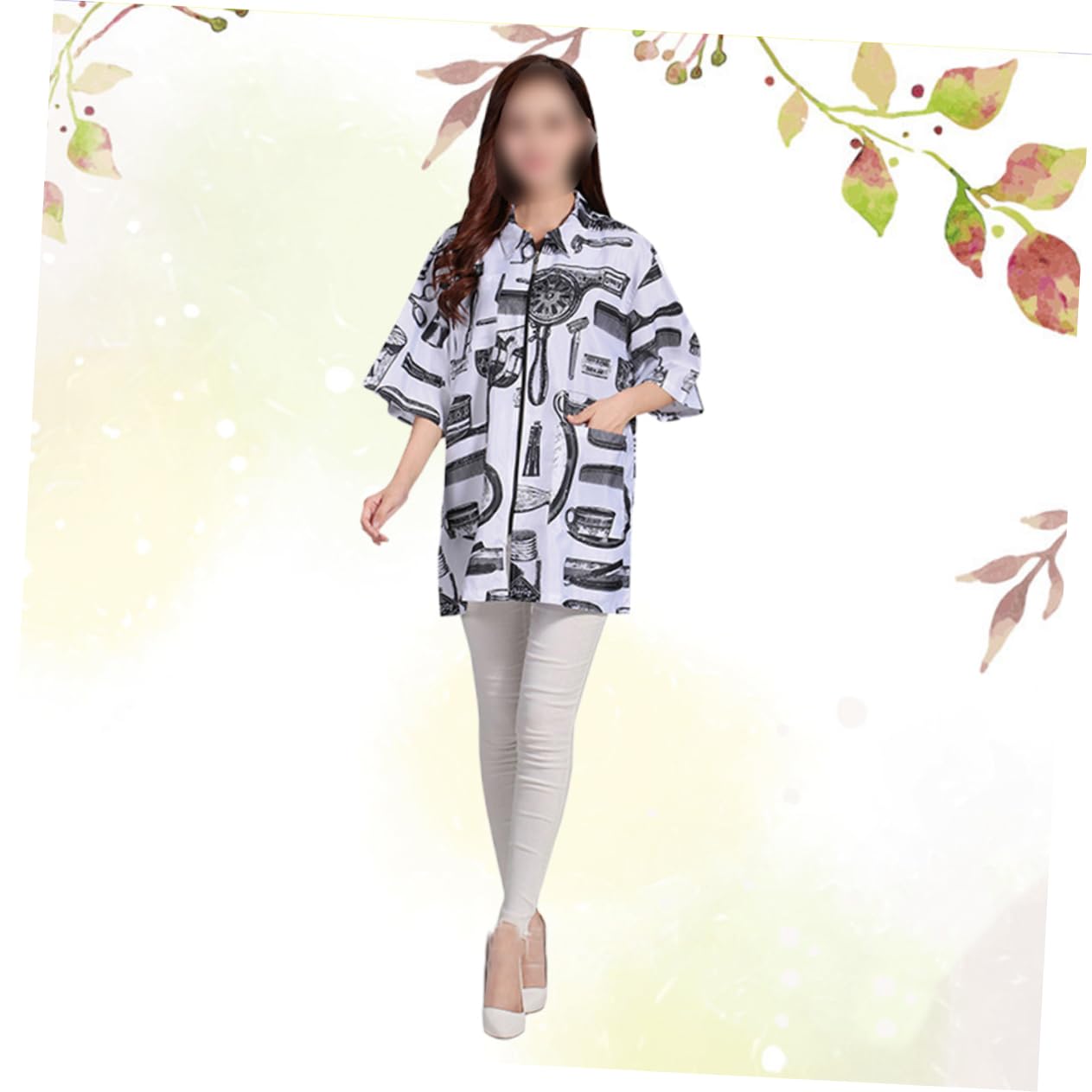 Ropa de Barbero Uniformes de Peluquería Talla Xl Chaquetas de Peluquería Manga Corta Ropa de Trabajo para Uso Salón de Estética y Cuidado Personal