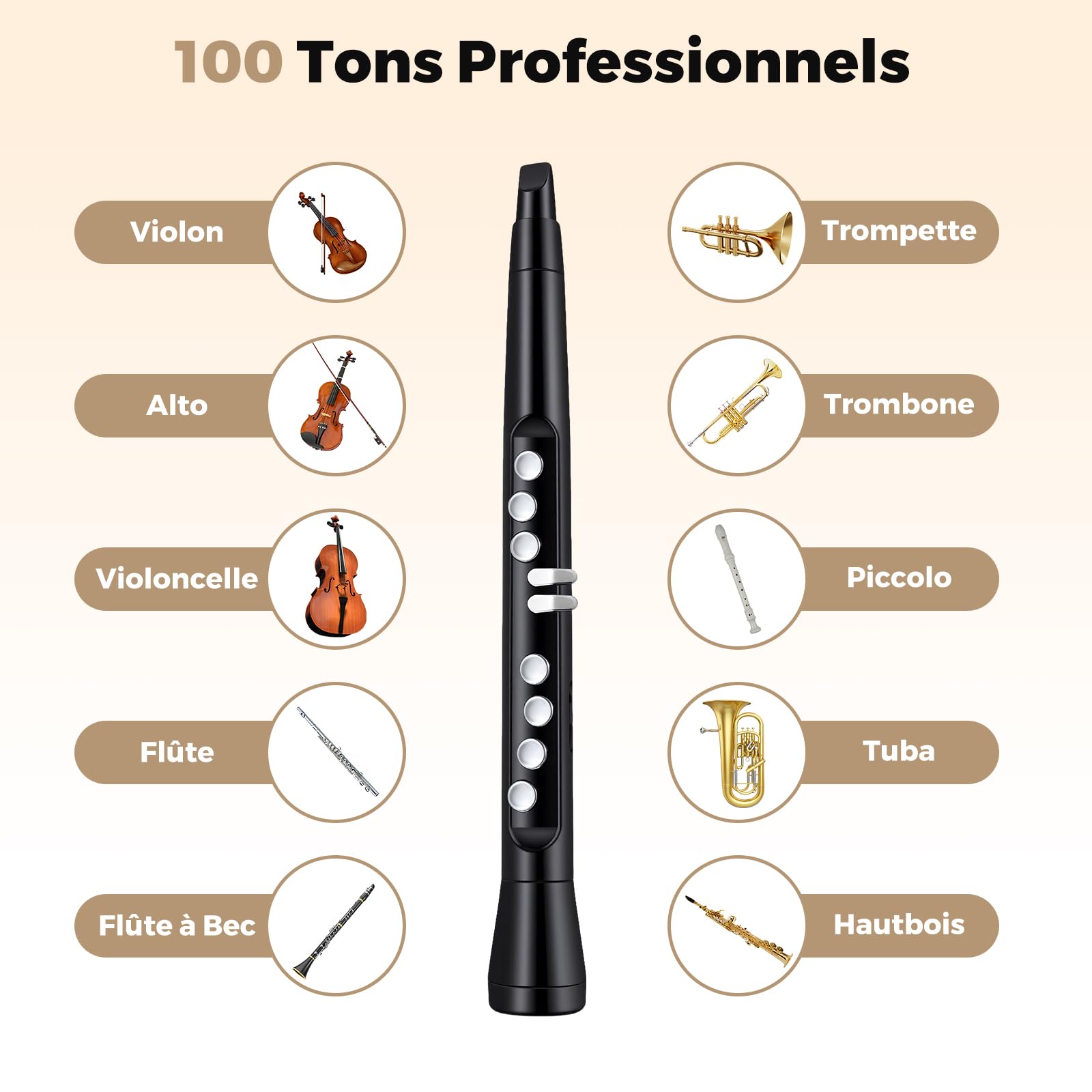 GOPLUS Saxophone Électronique avec Écran LED, Instrument à Vent Numérique avec MIDI, 100 Sons, 2 Doigtés, 32 Niveaux Sensibilité, 12 Fonctions Transposition, Haut-Parleur & Écouteurs