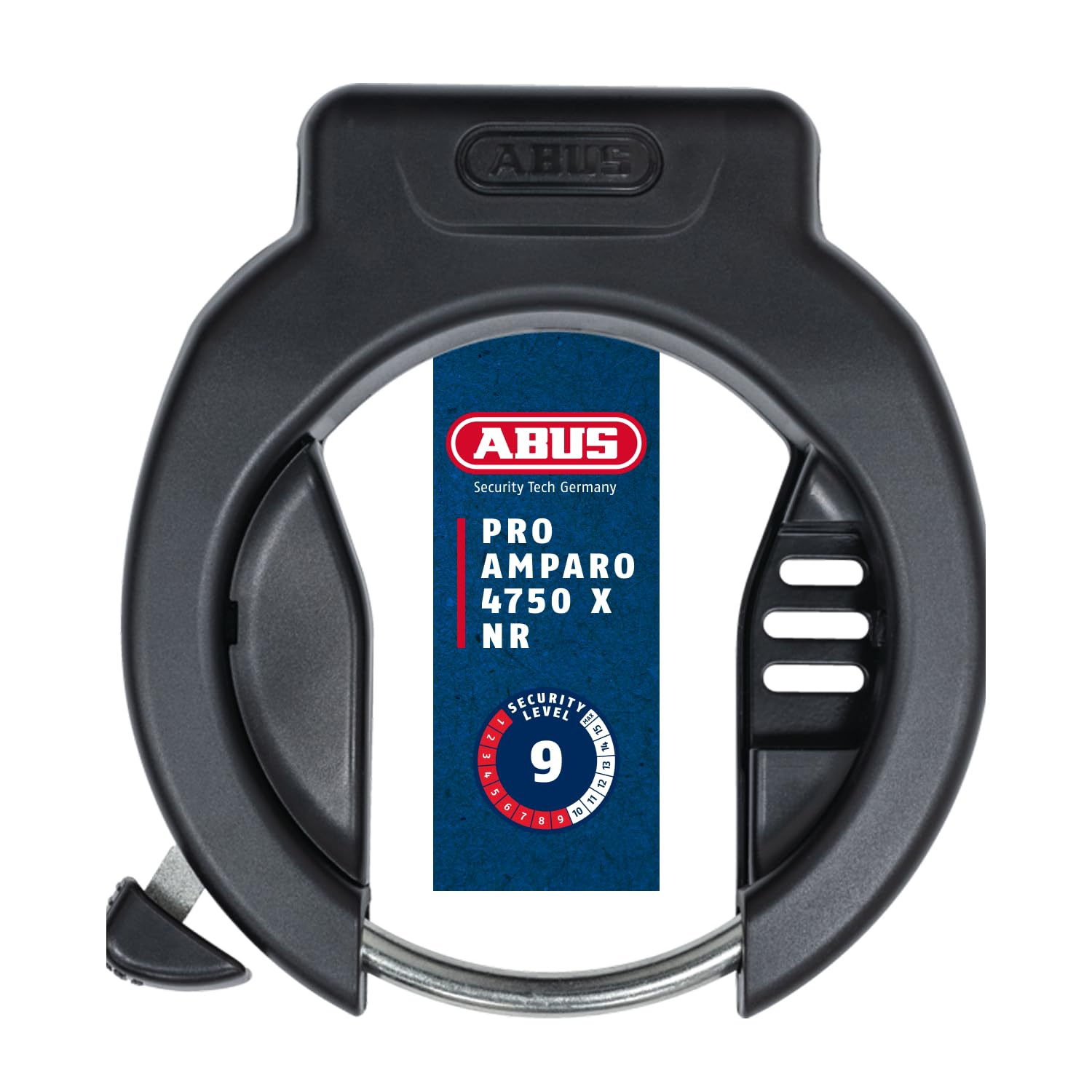 ABUS Rahmenschloss PRO Amparo 4750X NR - Fahrradschloss für großen Raddurchlauf - geeignet für E-Bikes, Scooter und Fahrräder - 8,5 mm - ABUS Sicherheitslevel 9 - Schwarz