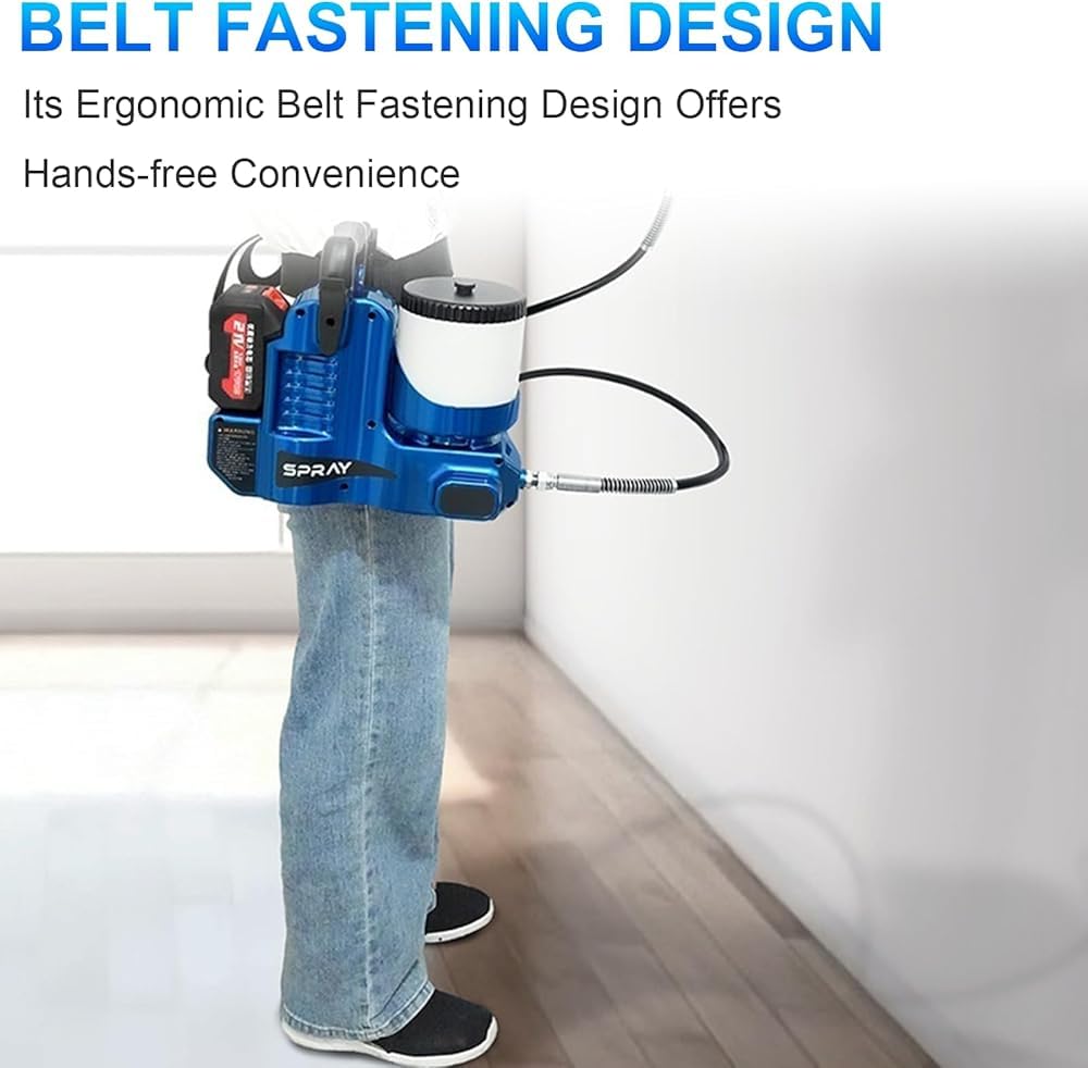 Pulverizador de Pintura inalámbrico 21V 500W Pistola de pulverización de Mano 1.2L tolva 15MPa presión 6 velocidades ajustes Ligeros Herramienta con Pilas para DIY Valla de Pared proyectos de Pintura