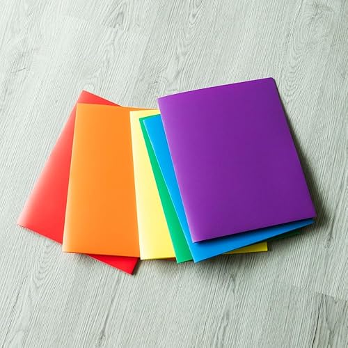 Miniatura 103 de JAM PAPER Heavy Duty Plastic Two Pocket Extra Tough School Folders - Blue - 6/Pack