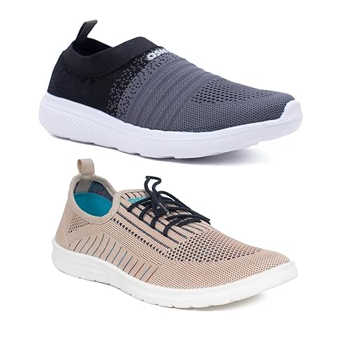 ASIAN Womens Elasto-02cGreyBlack_Barfi-22 Running Shoes for Women I Sport Shoes for Girls with Eva Sole for Extra Jump I Shoes for Women (Pack of 2)