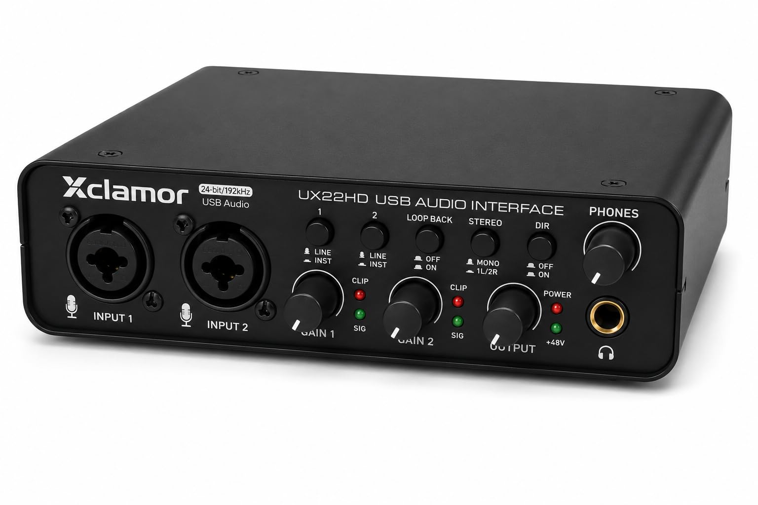USB Audio Interface 2 In 2 Out Sound Card 24 Bit 192kHz Recording Interface with XLR Mic Line Hi Z Inputs Phantom Power for Guitar Vocal Podcast Streaming Compatible with Windows Mac-image-32
