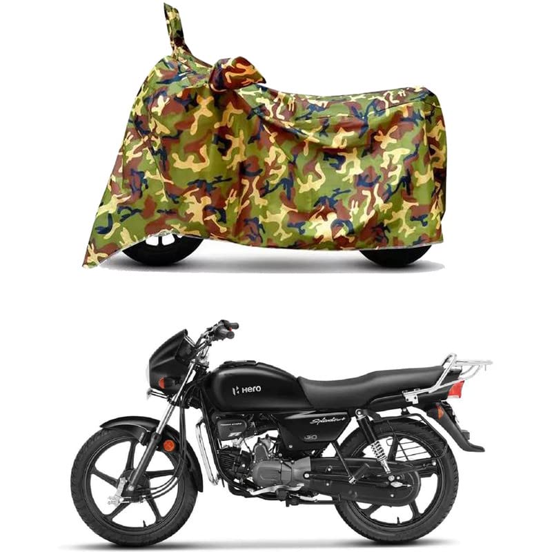 Image of Waterproof 100% PVC Coated Bike Scooty Two Wheeler Body Cover Compatible for Hero Splendor Plus Self /UV-Rays /Heat Protection /Birds Dropping /Scratchproof /Dust Proof /All [6X6 Jungle Print]