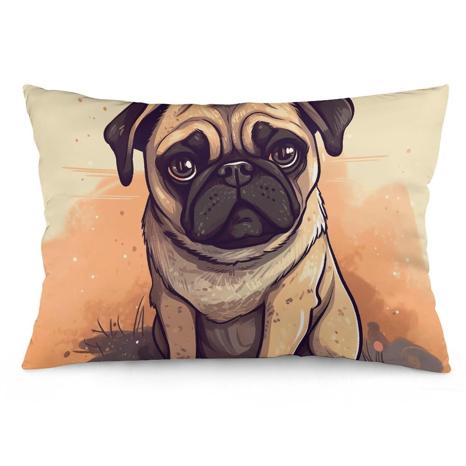 2 Pack Pillow Cases for Hair and Skin, Soft Breathable Pillow Case Covers with Hidden Zipper, Pug Cartoon Pillowcase 16 "x24 Pillow Covers for Sleeping Gift