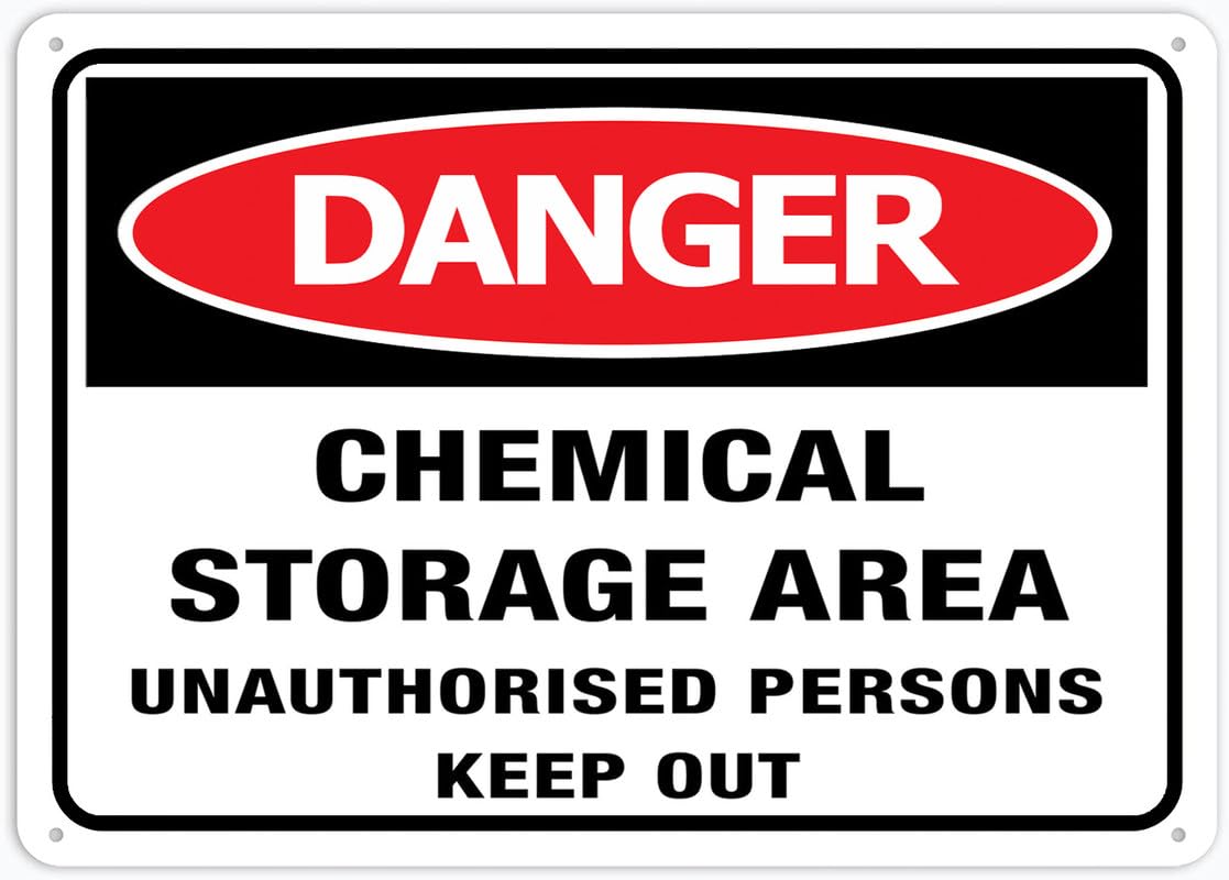 Chemical Storage Area Aluminum Metal Sign 12"x8" Premium Aluminum Sun-Proof Rust-Free For Home/Yard Use