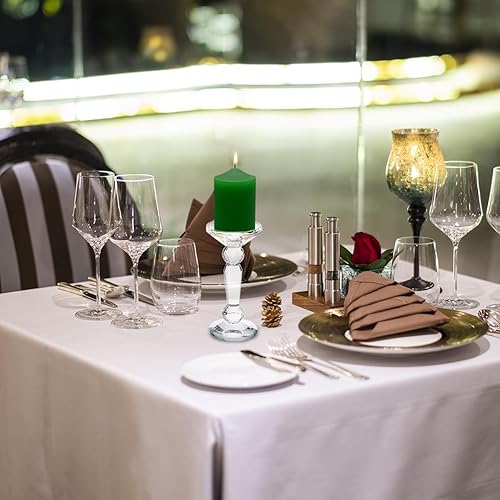 Miniatura 6 de Velas de pilar verde de 2 x 3 pulgadas, velas de pilar sin humo sin perfume las 24 horas para el hogar, boda, fiesta y mesa de comedor, 12 paquetes