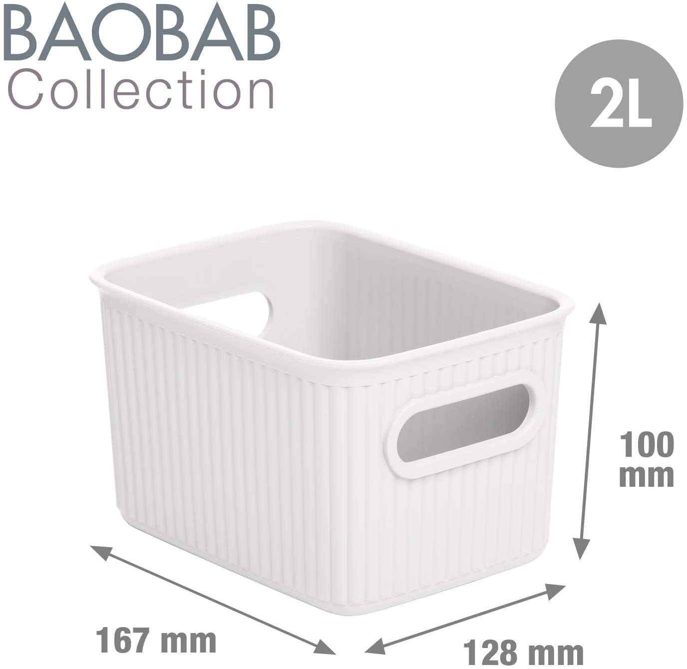 TATAY Baobab plastikowy kosz do przechowywania, zestaw 3 organizerów z 1 pokrywką, zintegrowane uchwyty, kompaktowa i wszechstronna konstrukcja, tworzywo sztuczne z recyklingu, bez BPA, 18,7 x 27,8 x
