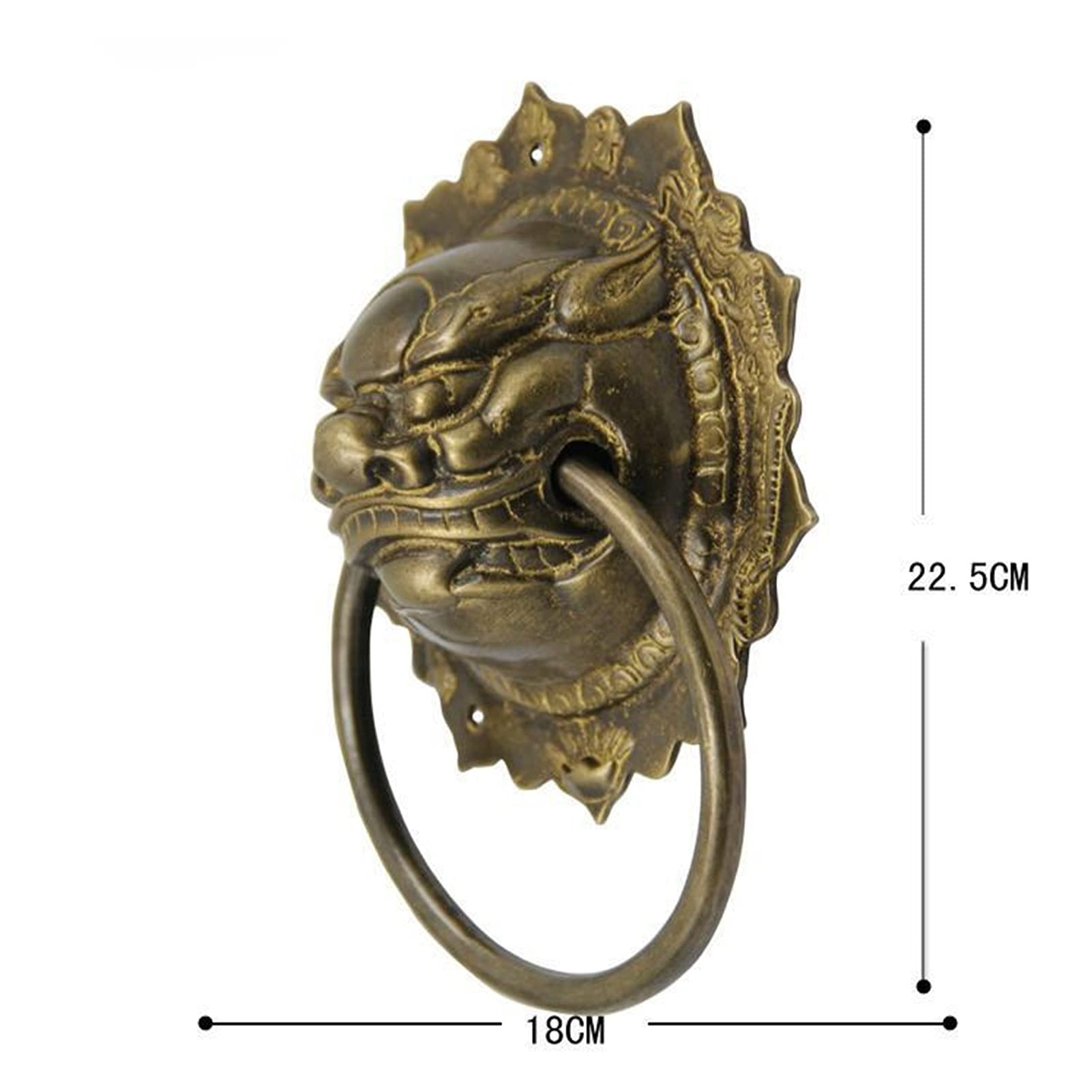 Kołatka mosiężna, klamka do drzwi miedziana kołatka uchwyt rękodzieło antyczne meble w stylu tygrysie mosiężne kołatki(Brass)