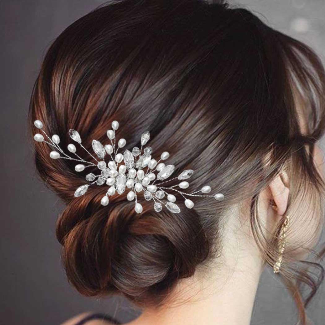 Perla sposa sposa sposa capelli pettine argento perline capelli pezzo di strass accessori per capelli per le donne