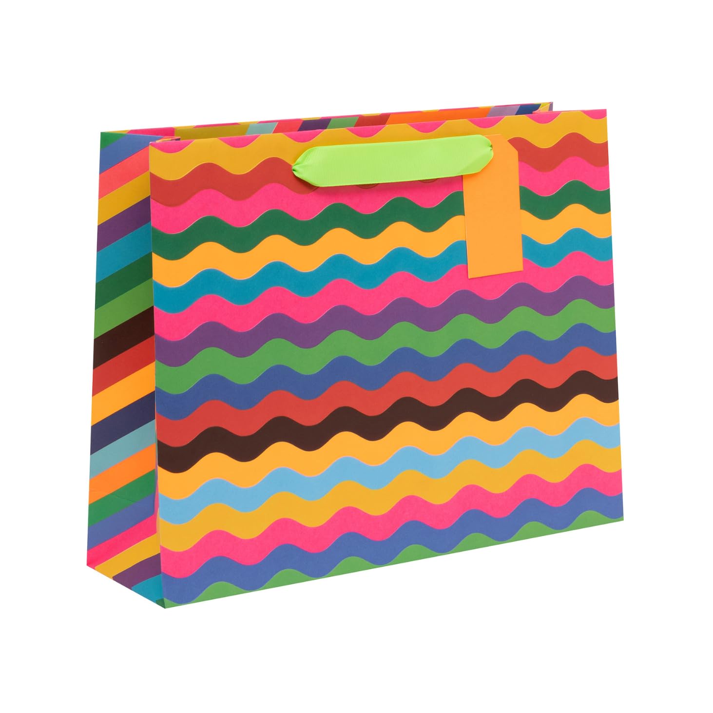 Glick Large Landscape Gift Bag, Mega Ric Rac, Luxury Recyclable Bag for Birthdays & Celebrations, 275 x 355 x 100 mm, Multi-Coloured
