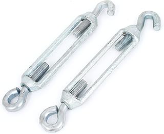 Aexit 2pcs Hardware Hooks Zinc Plated 7.5mm Thread 14cm Length Wire Rope Strainer Tensioner Hook Screw-in Hooks Eye Turnbuckle