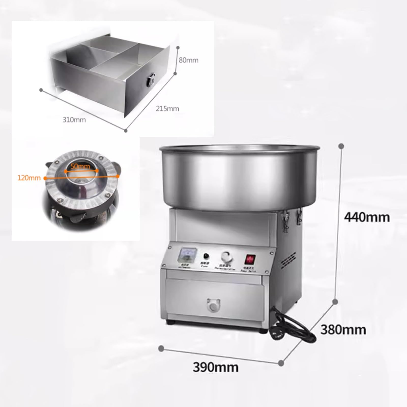 ERoomQ Cotton Candy Machine,Fully Automatic Commercial Candy Maker for Stalls. Suitable for Sugar or Candies