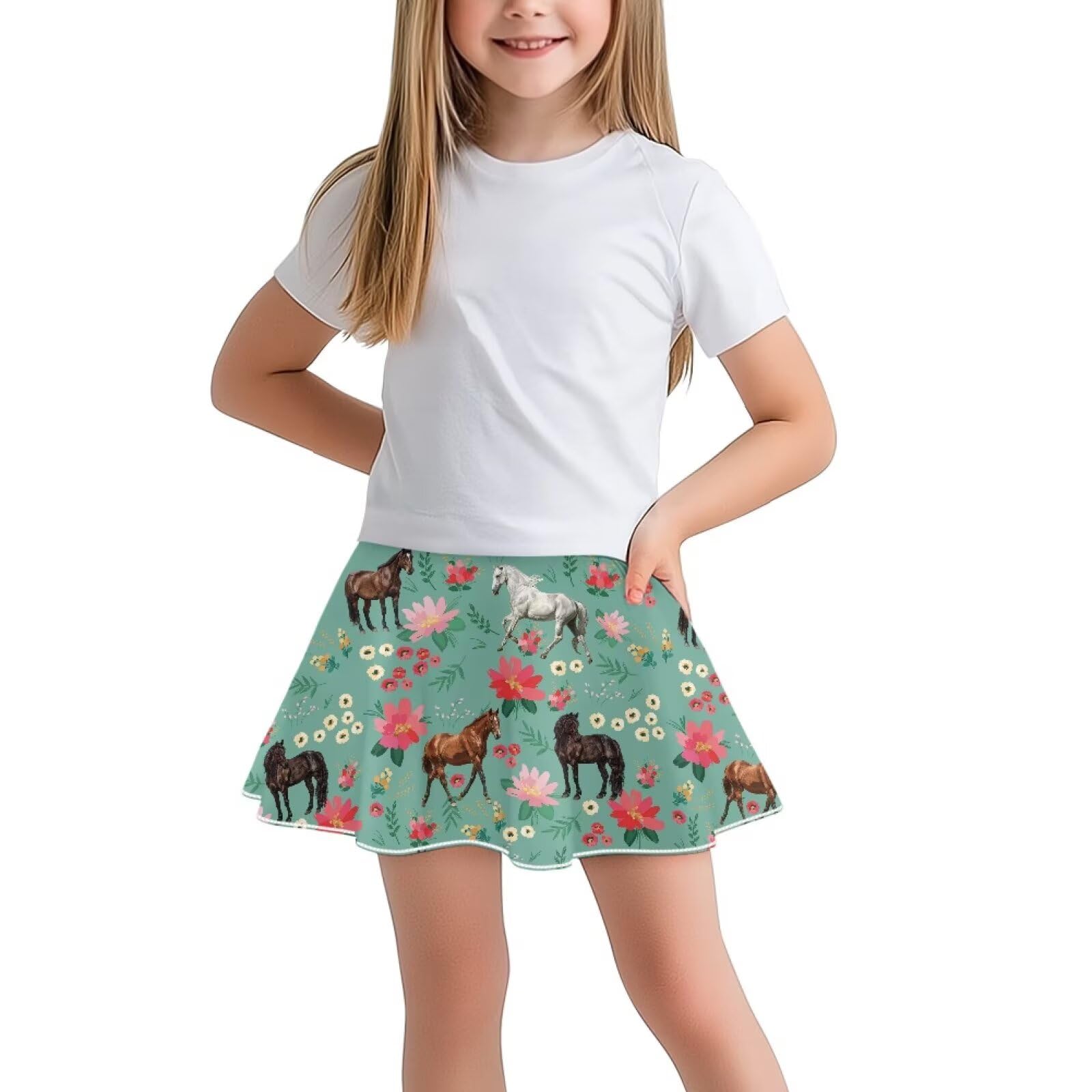 YORXINGY Girls' Sport Skirts Tennis Running Skorts with Built-in Shorts 5-14 Years Old Kids