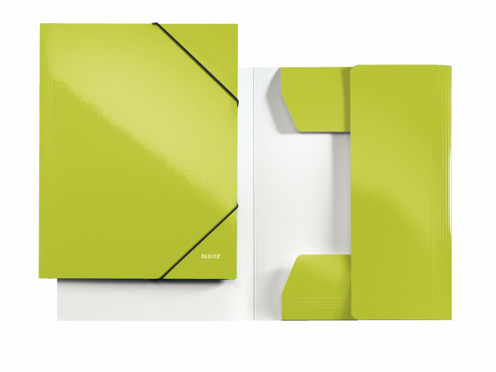 Leitz 3-Flap Folder, Holds up to 250 A4 Sheets, Elastic Closure, Flexible Plastic, Green, Pack of 10, WOW Range, 39820064 - Image 3