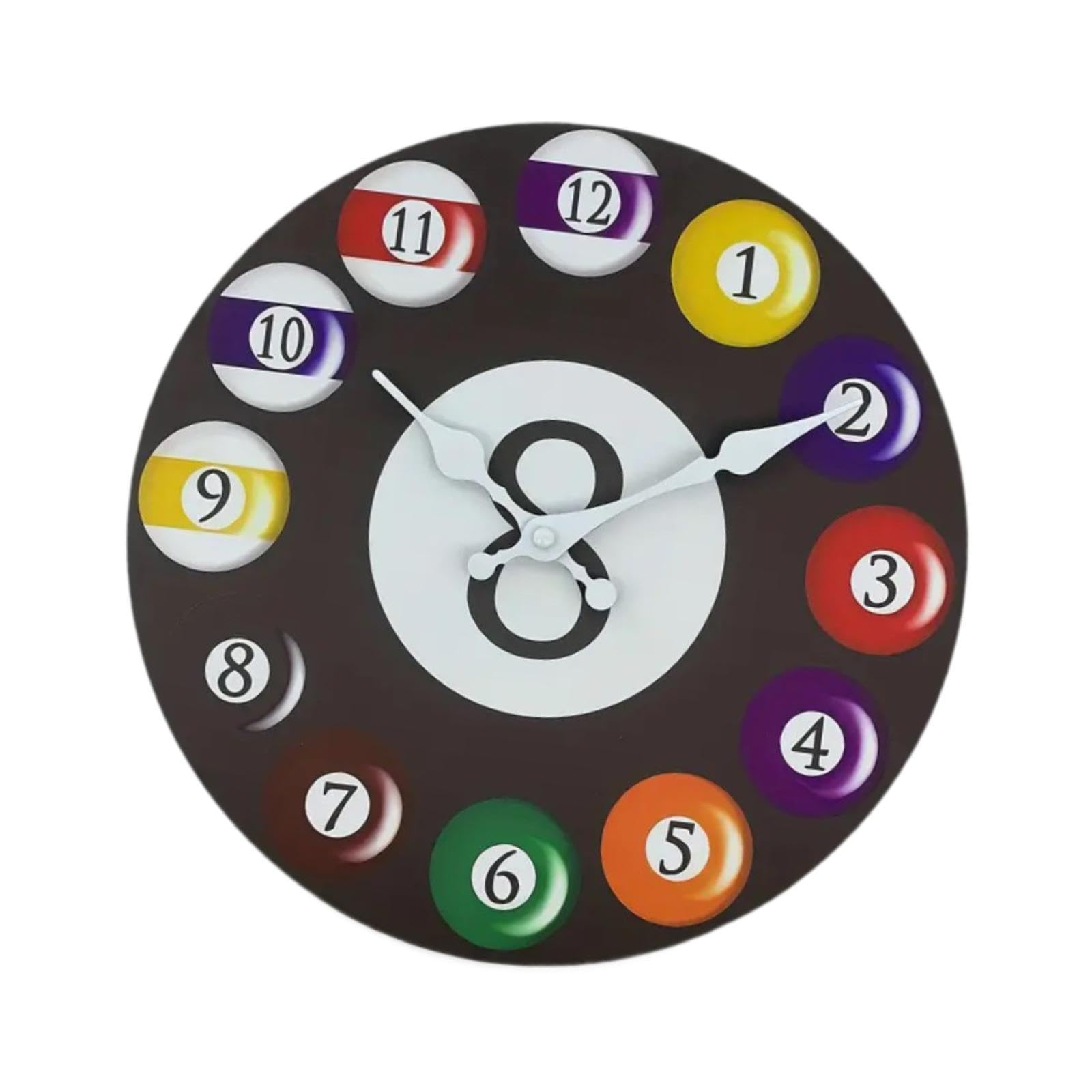 Horloge murale billard bois ronde décoration murale hôtel LOVIVER 10"