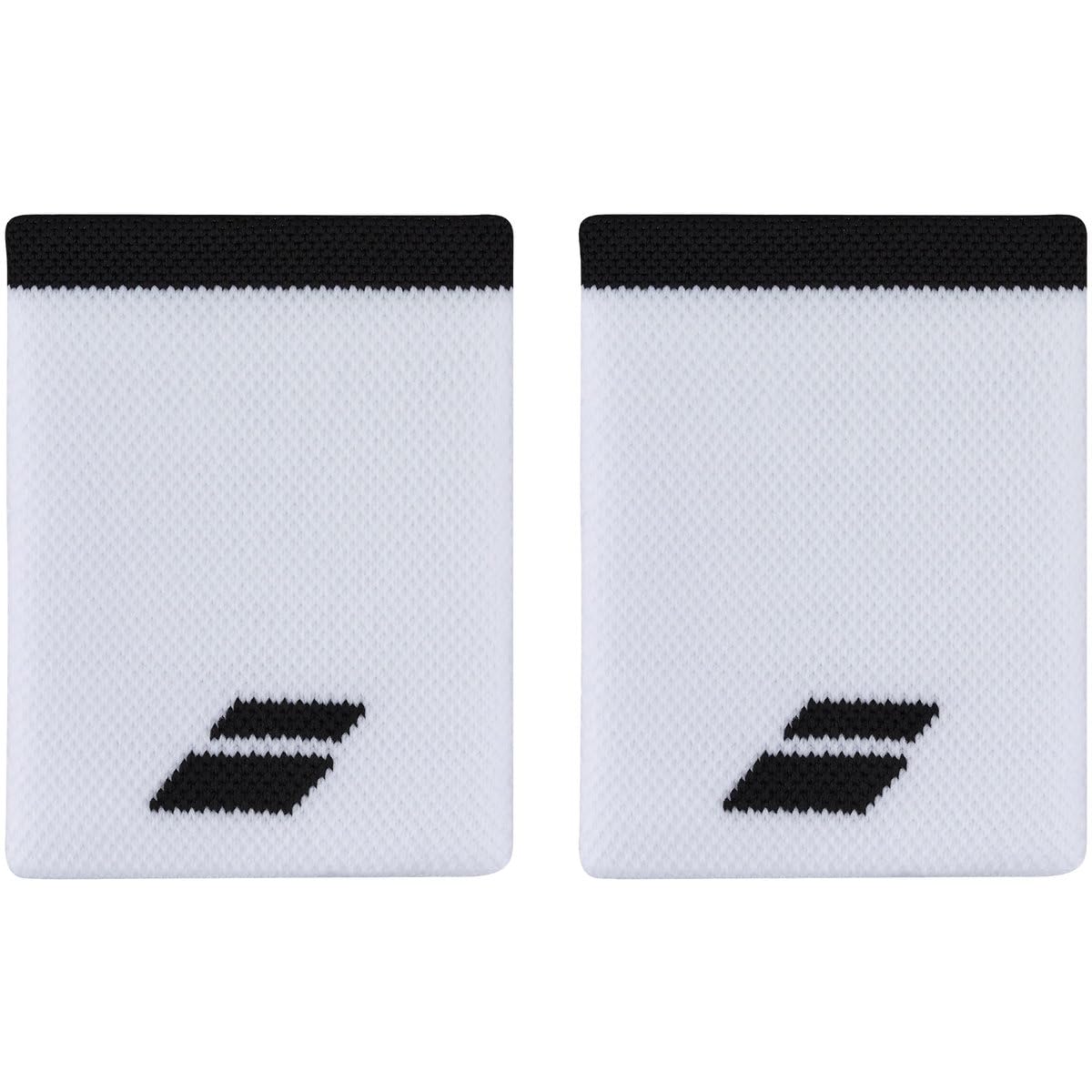 Babolat Unisex Adult Jumbo Logo Terry Towelling Wristband, One Size, Colour White/Black, Quick Sweat Absorption, Width 10.5 cm, Wrist Strap for Gymnastics, Tennis, Badminton, Padel