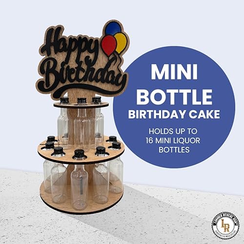 Miniatura 9 de Lumber Reveal USA Mini estante de exhibición de botellas de licor para cumpleaños 21 u otras edades  Montado a mano y cortado con láser  Feliz