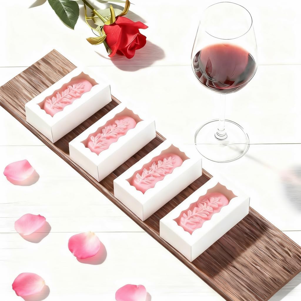 40PCS 3.5x2.36x1.2 inches Elegant White Soap Boxes with window, Homemade Soap Packaging Gift Boxes, Small Bakery Boxes for Macarons, Cookies & Candies, Wedding & Birthday Party Favors image 4