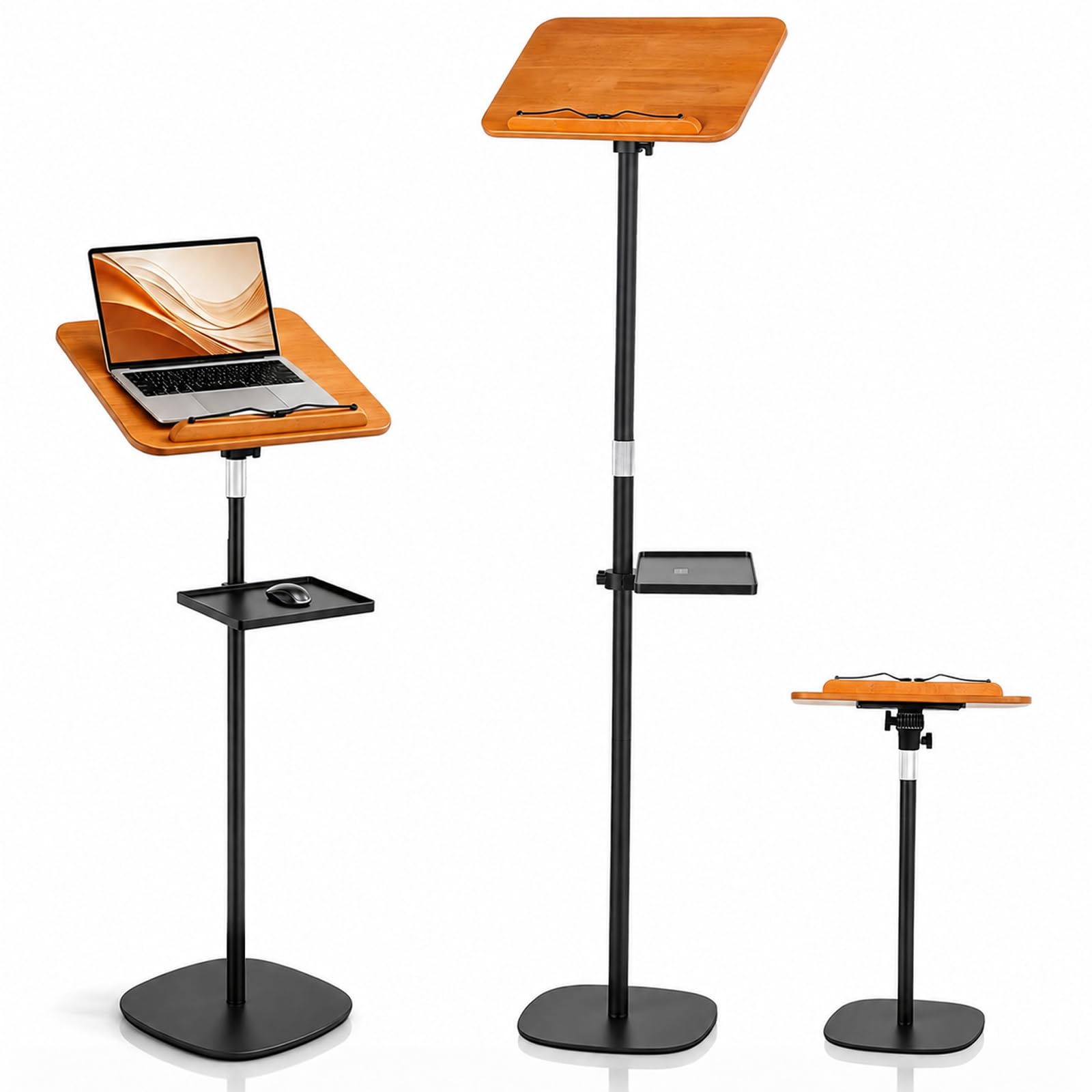Pupitre de Lecture Enfant Réglable 50–170 cm, Porte-Livre sur Pied | Support en Bois et Métal avec Plateau Souris, Angle 180°, pour Livres, Partitions, Cuisine, Classe et Présentations