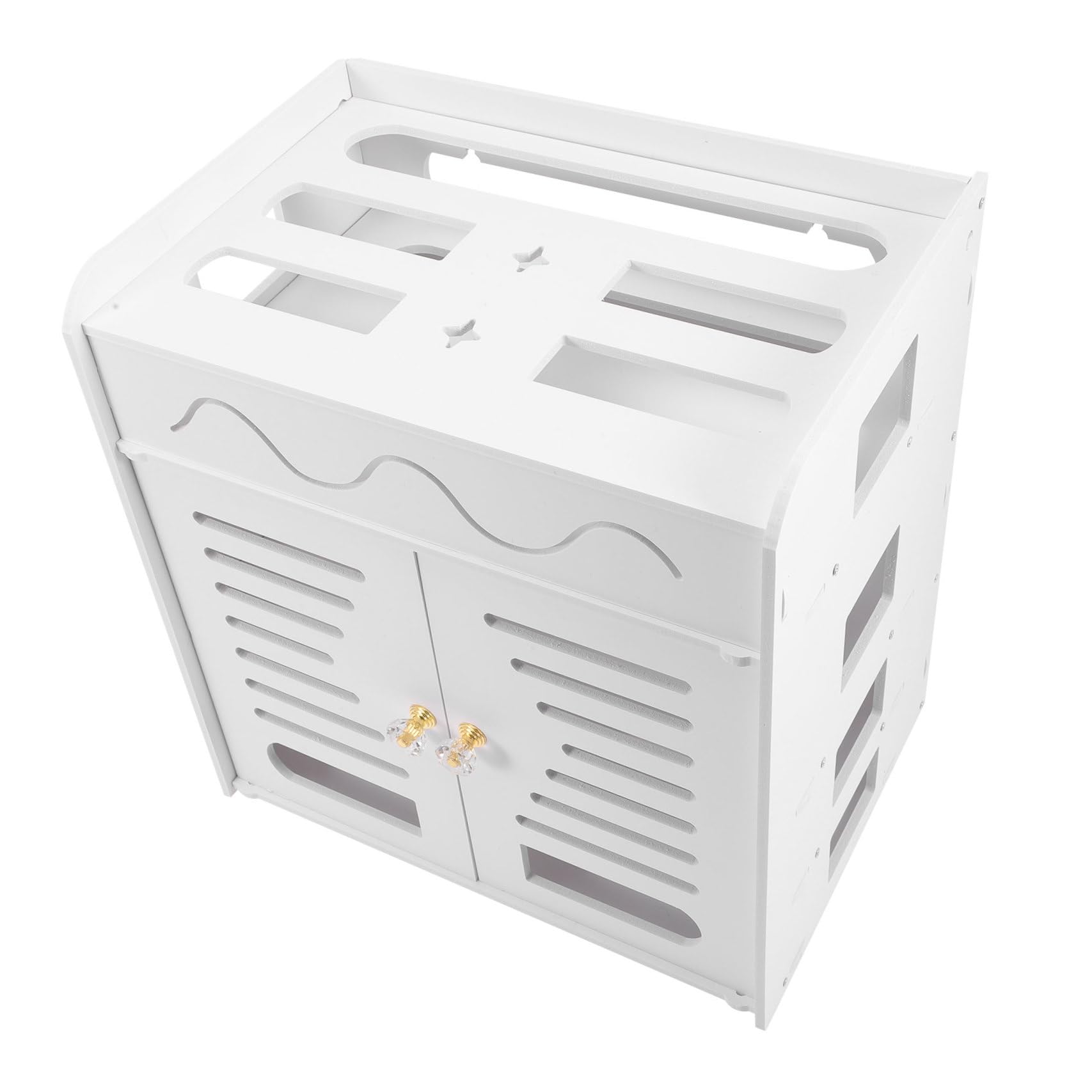 Healvian Scatola di Archiviazione per Router a 4 Strati Doppia Porta, Organizer per Cavi in Pvc Resistente al Calore, Design Compatto per Casa e Ufficio