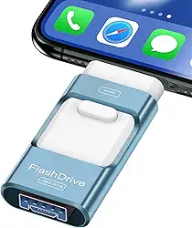 Flash Drive de 256 GB para iPhone Photo Stick, pen drive USB Stick de transferência de alta velocidade, unidades USB de armazenamento de imagem externa de vídeo, expansão de memória para iPhone/iPad/PC (azul)