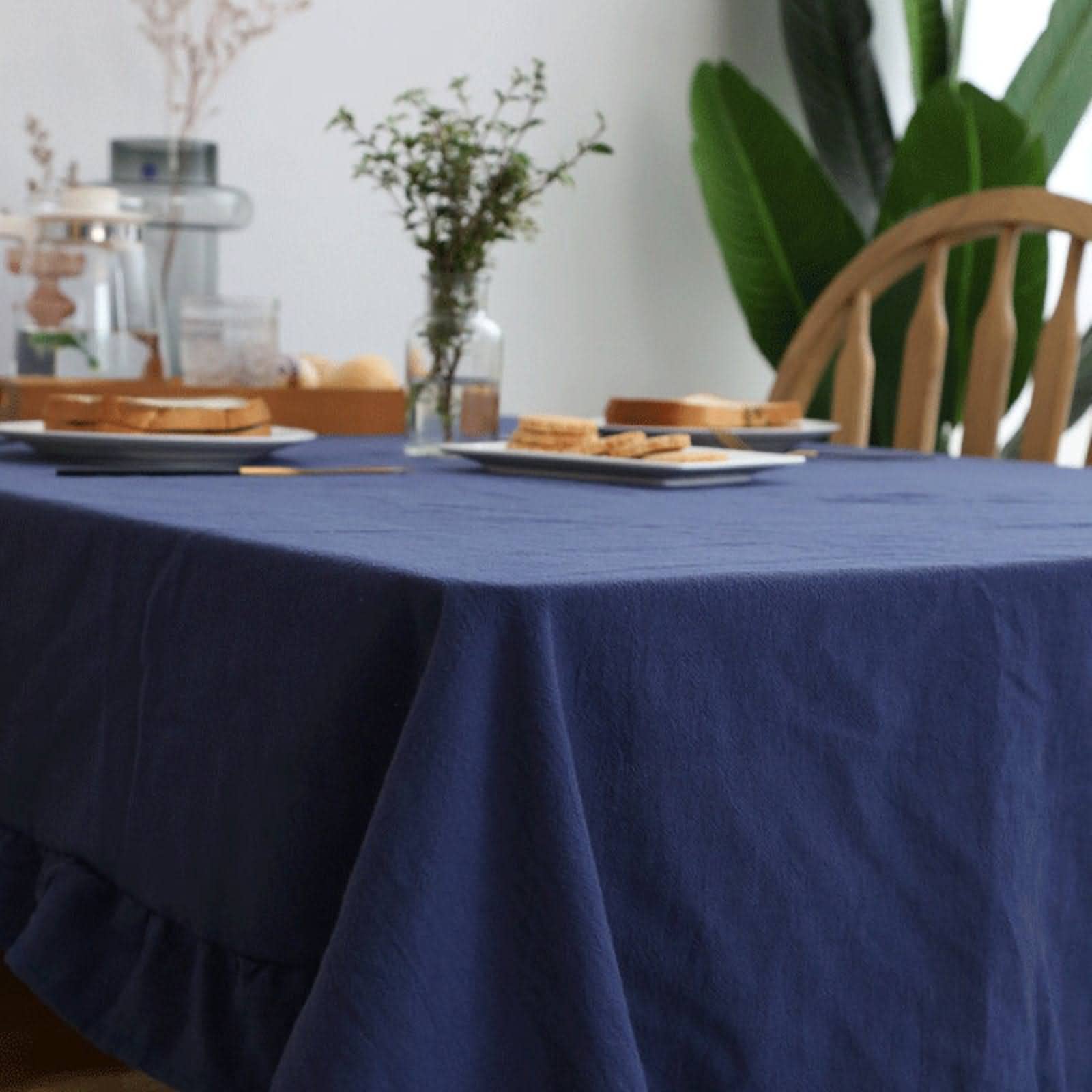 Tovaglia rettangolare per 4 persone, in cotone, lavabile, antiscivolo, design semplice, elegante decorazione da tavolo, tovaglioli di stoffa inclusi, perfetta per cena, 140 x 180 cm