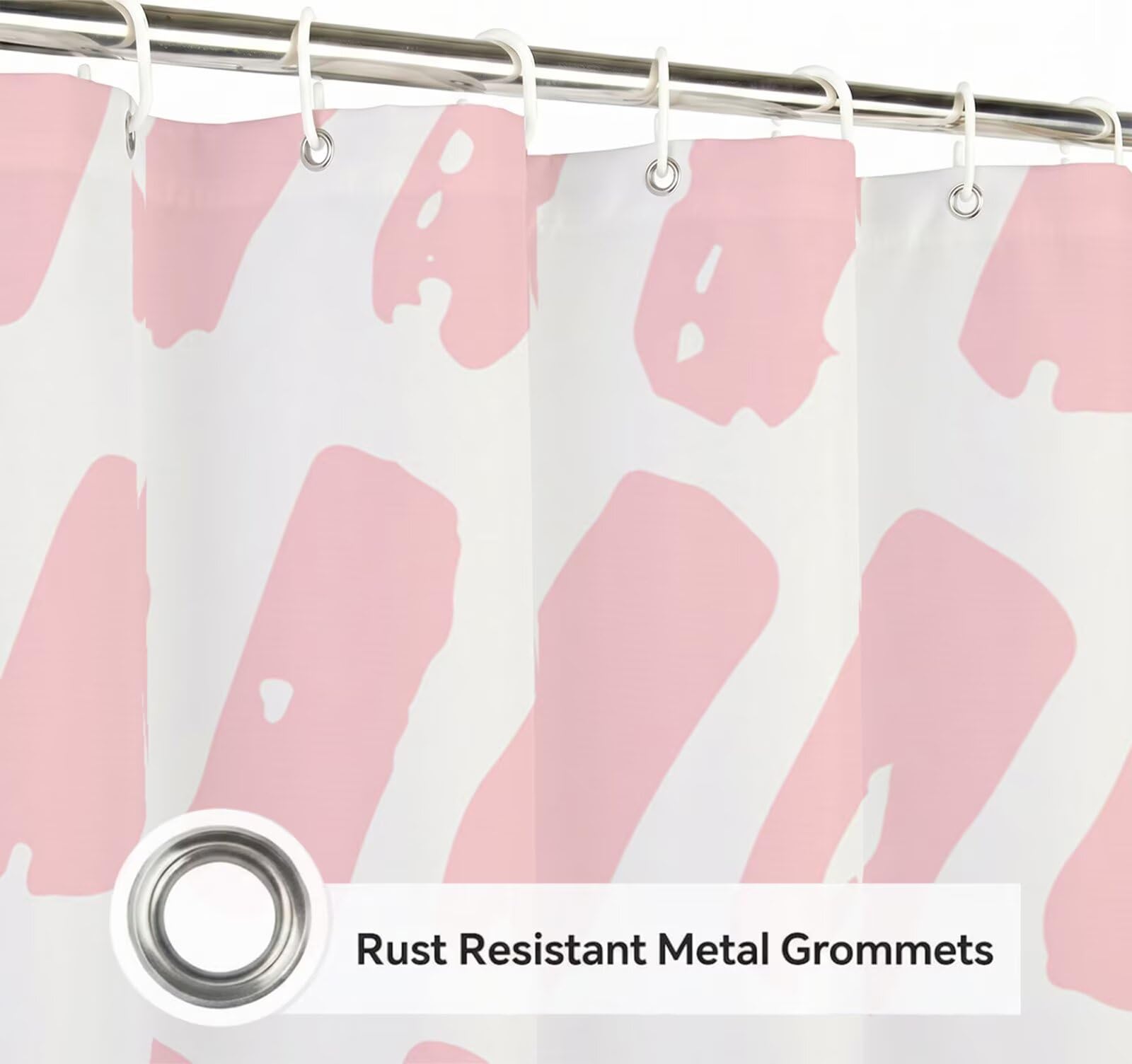 Rideau de Douche 180x240 cm - Tissu Polyester Imperméable Anti-Moisissure - 12 Anneaux Inclus - Ourlet Lesté pour Stabilité - Lavable en Machine - Idéal de Baignoire et Douche - Rose & Blanc Y1#535