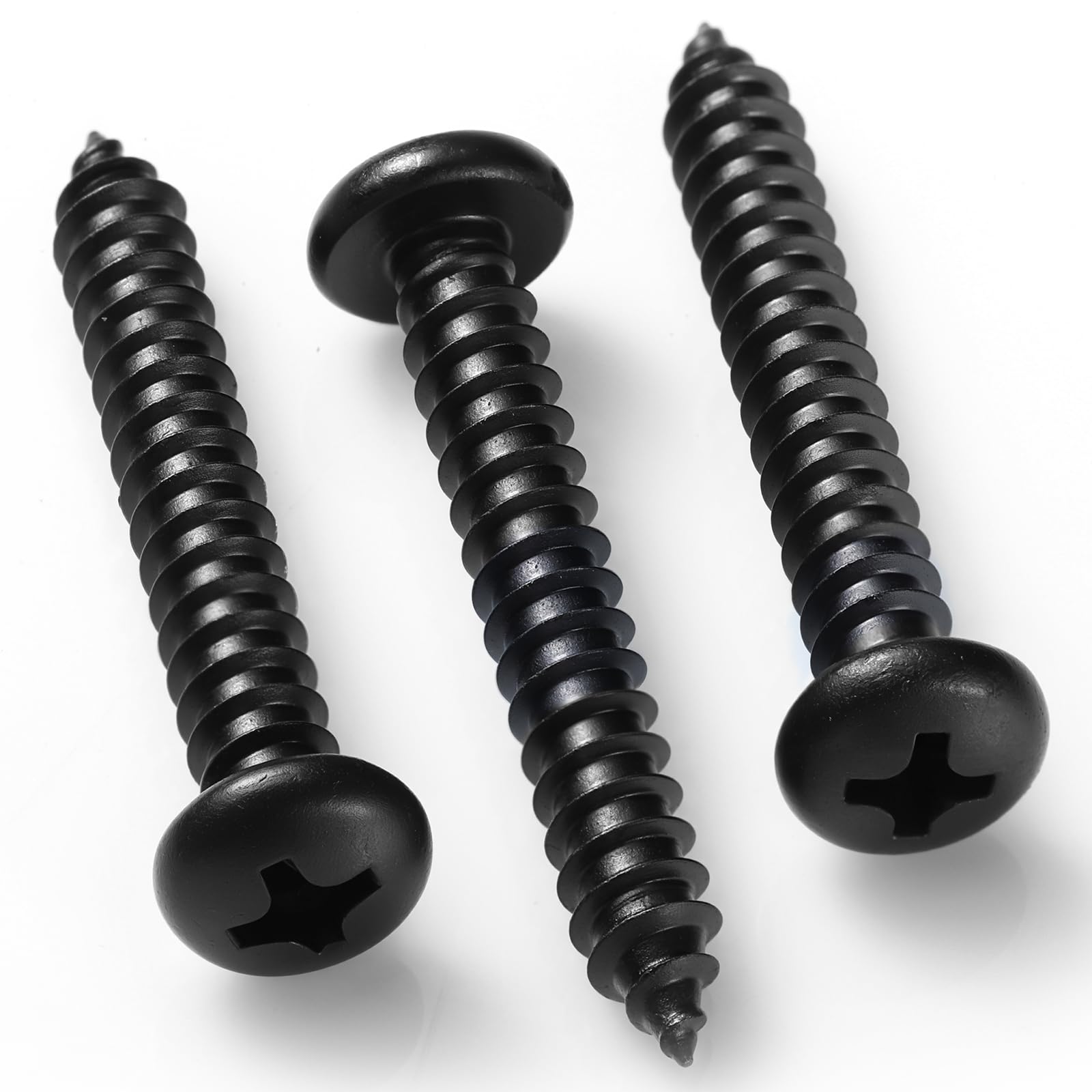 Tornillos para madera de cabeza plana #10 de 3 pulgadas, Phillips Drive, acero inoxidable de óxido negro 304 (18-8), autorroscantes para madera, tornillos de chapa, paquete de 50