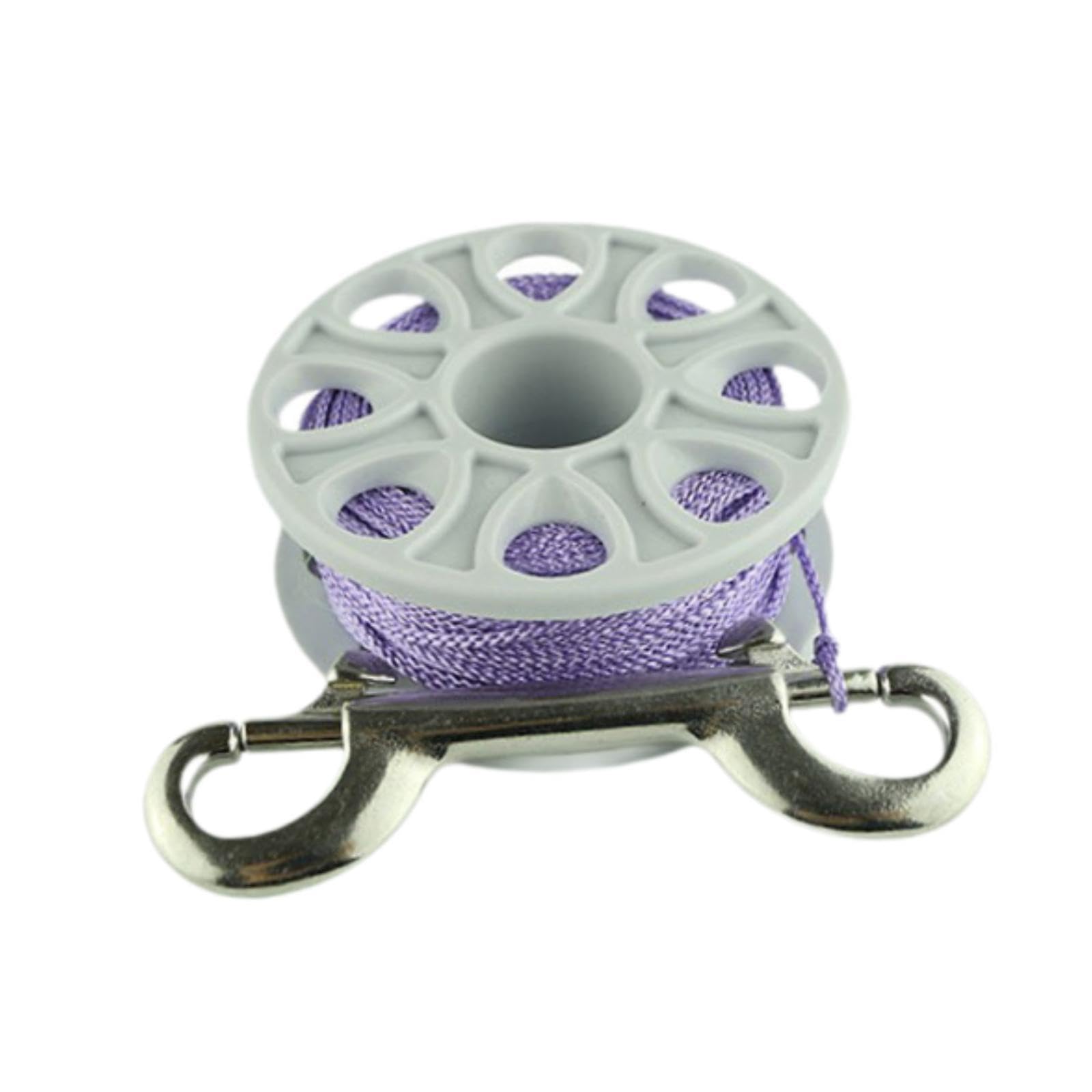 QSTDGVPW Finger Spool Dive Reel Smooth Deployment Nylon Line 98ft Scuba Diving Reel for Wreck Technical Diving Snorkeling Equipment, Violet Line