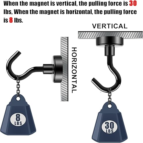 Vista 42 de DIYMAG - Ganchos magnéticos fuertes y resistentes, 25 libras de capacidad, para crucero, aula, refrigerador, cabañas, parrilla, cocina, garaje, Plata