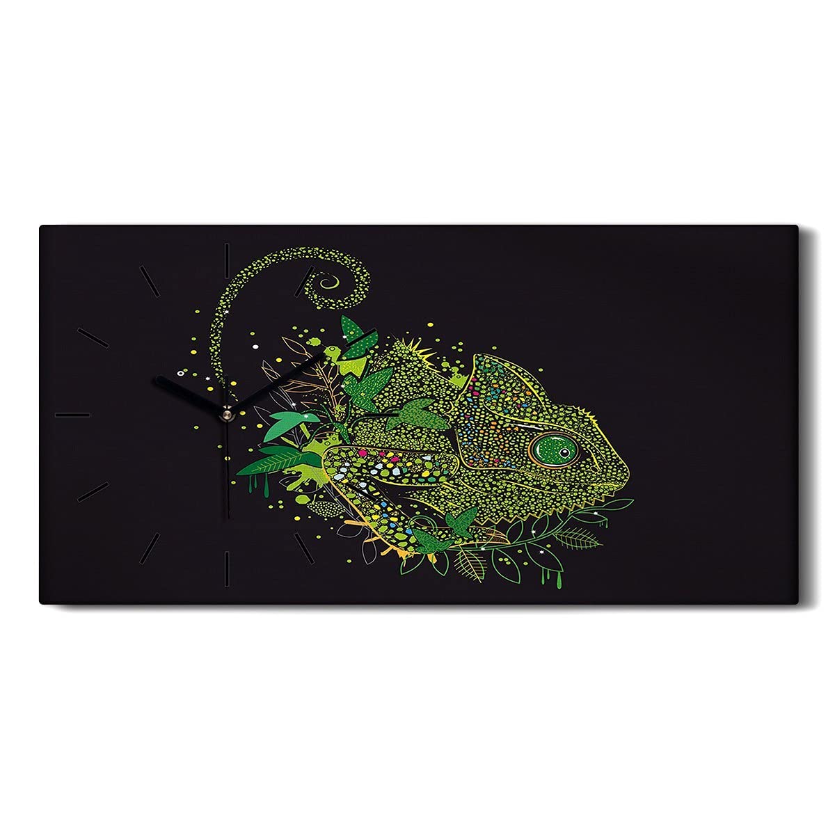 Horloge sur Toile Art Moderne Animal Caméléon Abstrait Décoration