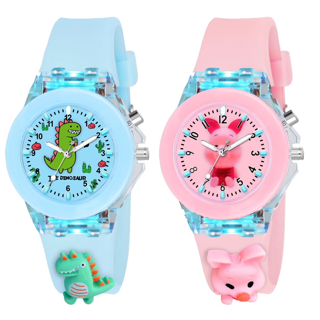 Goldenize Fashion Kids Analog Multicolour Glowing Disco Light Dial Watch for Boys & Girls Age Above 5 Years with 3D Cute Cartoon Analog Watch for Girls-Boys (Pig-Dinosaur) (B0CS3SK72T) Amazon Price History, Amazon Price Tracker