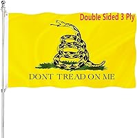 ARSOF Gadsden Don't Tread On Me Flag 3x5 ft - Heavy Duty Double Sided 3-Ply Polyester, UV Fade-Resistant, Brass Grommets Outdoor Banner