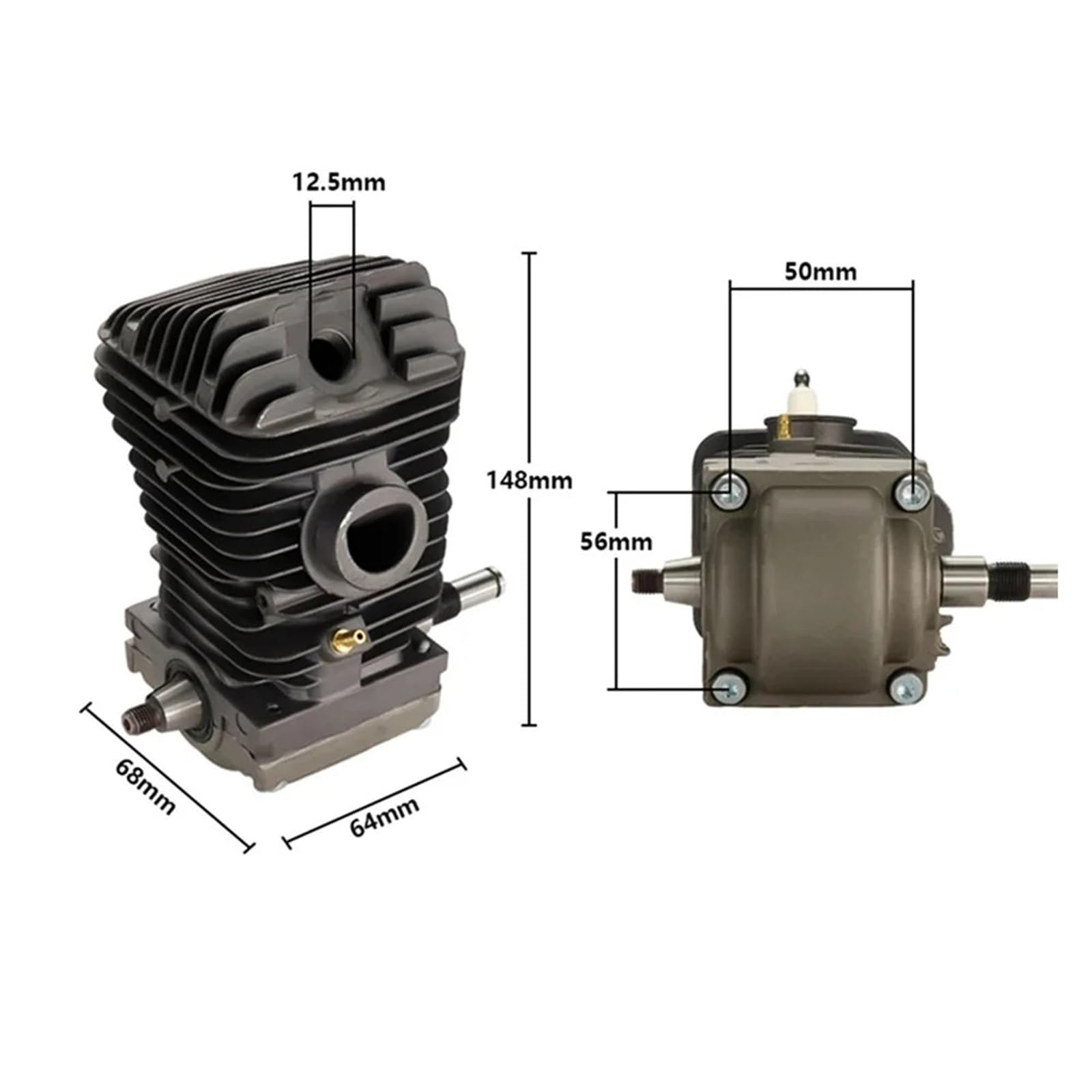 Conjunto de cilindro de 42,5mm apto for motosierras 023 025 MS230 MS250 | Con tapón de chispa y conector de cárter.
