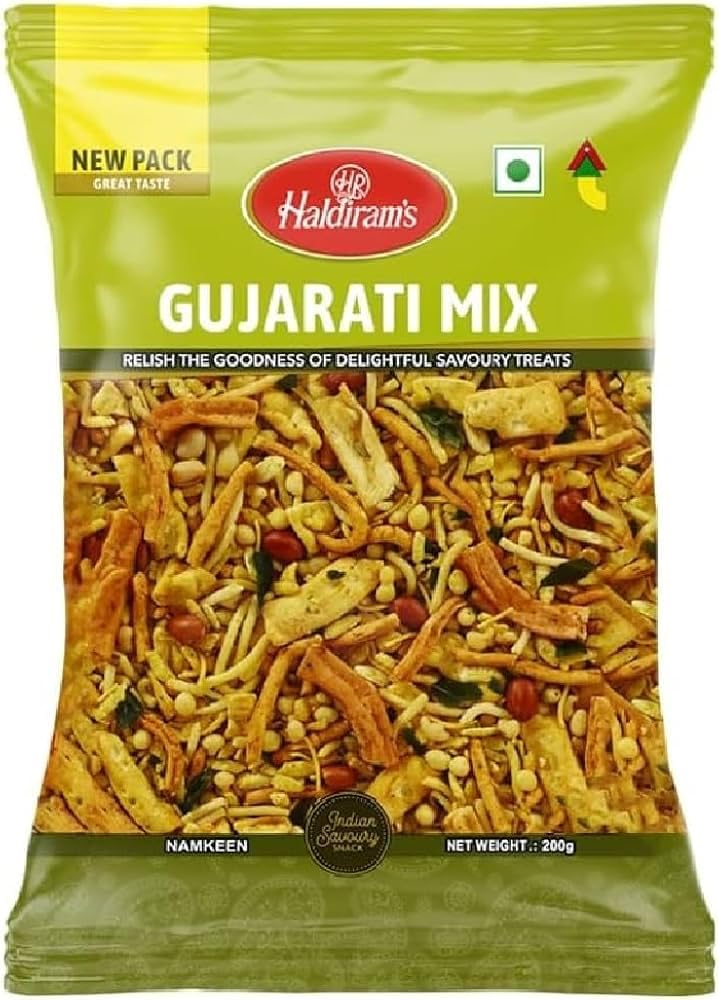Haldiram's Gujarati Mix - 200g (Pack of 6) | Authentic Indian Snack | Spicy and Crunchy Savory Delight | Traditional Namkeen