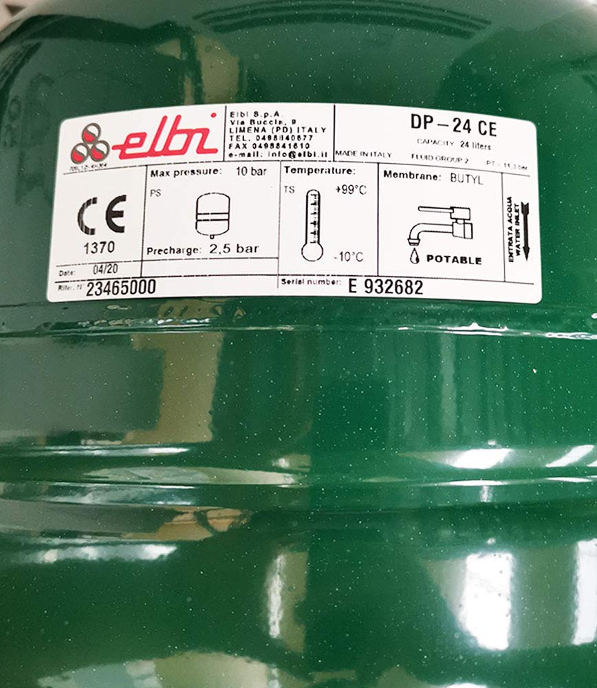 Vaso di espansione polifunzionale DP 24 a membrana fissa con guaina protettiva per acqua sanitaria o riscaldamento (24 litri)
