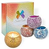👍▶▶【4 Fragancias Populares】 Nuestro juego de velas perfumadas Tiene Cuatro fragancias: Dulce Vainilla, Lavanda, Limón, Higo. El aceite vegetal natural emite un aroma agradable cuando se quema, haciéndote sentir más cómodo. Las diferentes fragancias chocan y creando un ambiente relajado y romántico.
