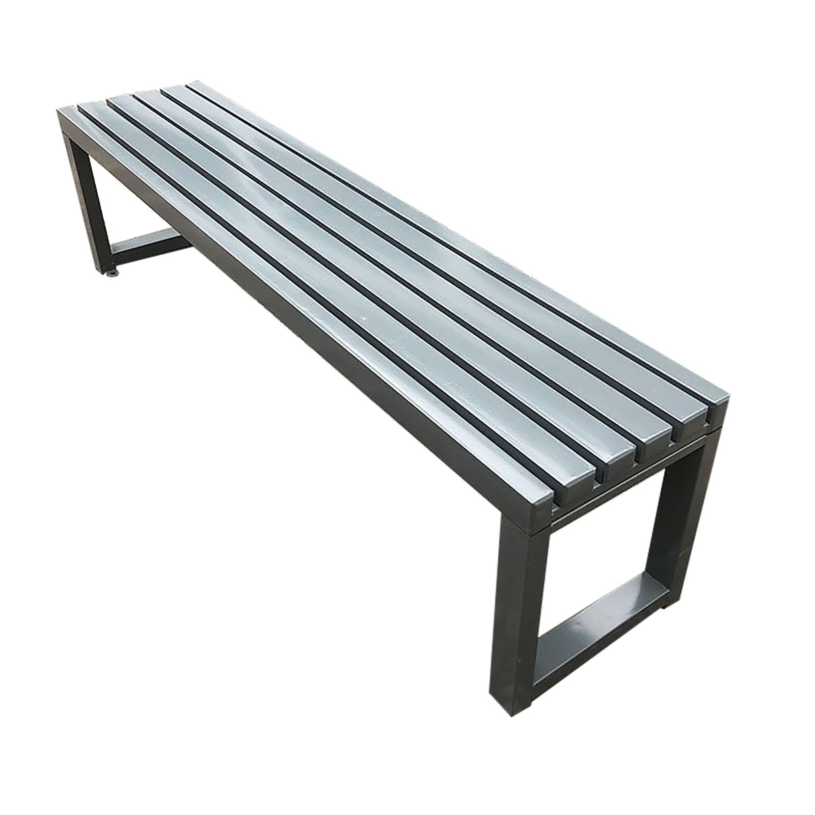 Panchina da giardino in metallo per esterni, 100 cm, senza schienale, per patio, terrazza e parco, resistente e stagno grigio, perfetta per giardini e spazi pubblici