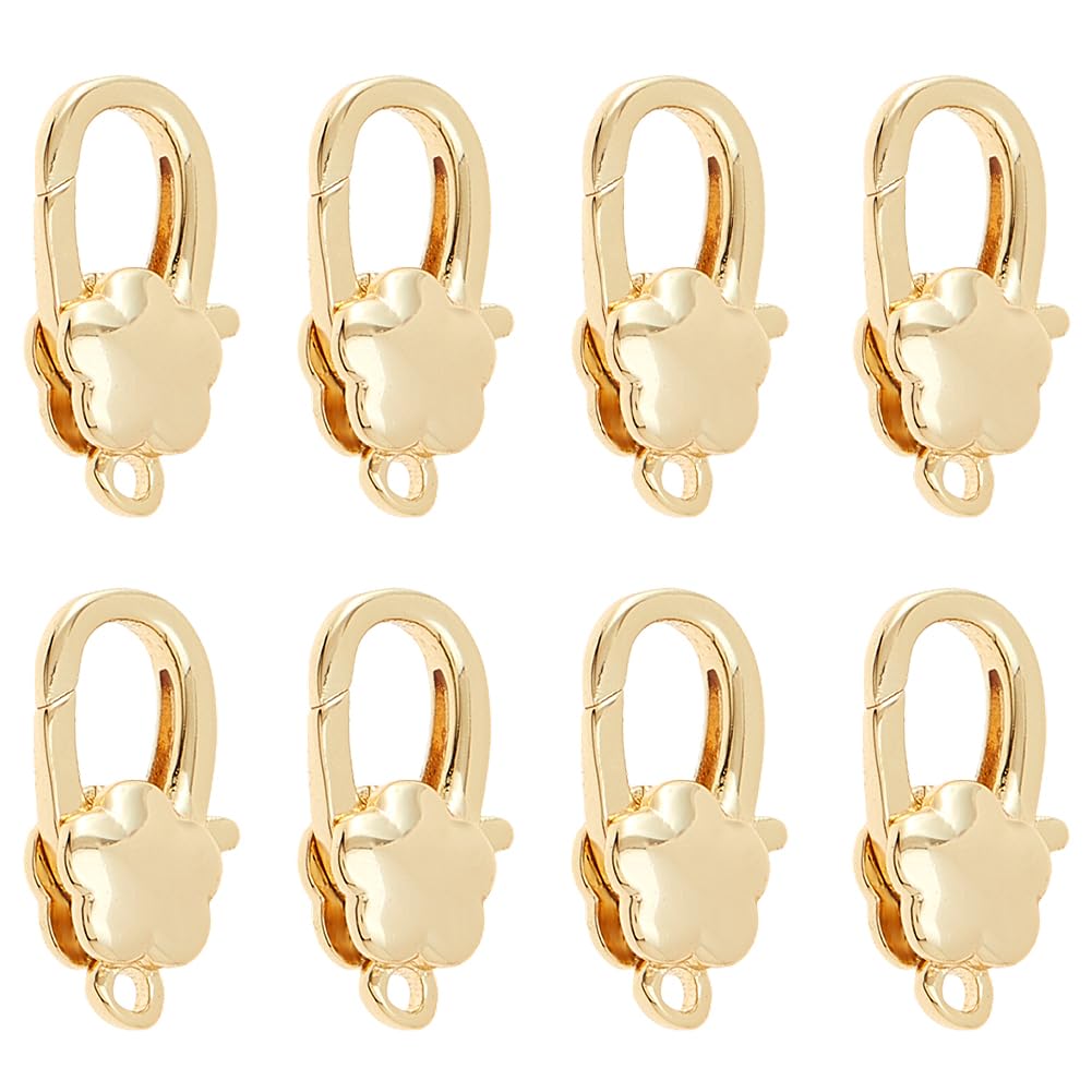 Hobbspring 8Pcs 14k Gold Lobster Claw Clasps 14x8mm Brass Jewelry Clasps Connectors with Closed Jump Rings Gold Necklace Clasps and Closures for Jewelry Making Keychain Leather Bags Purse