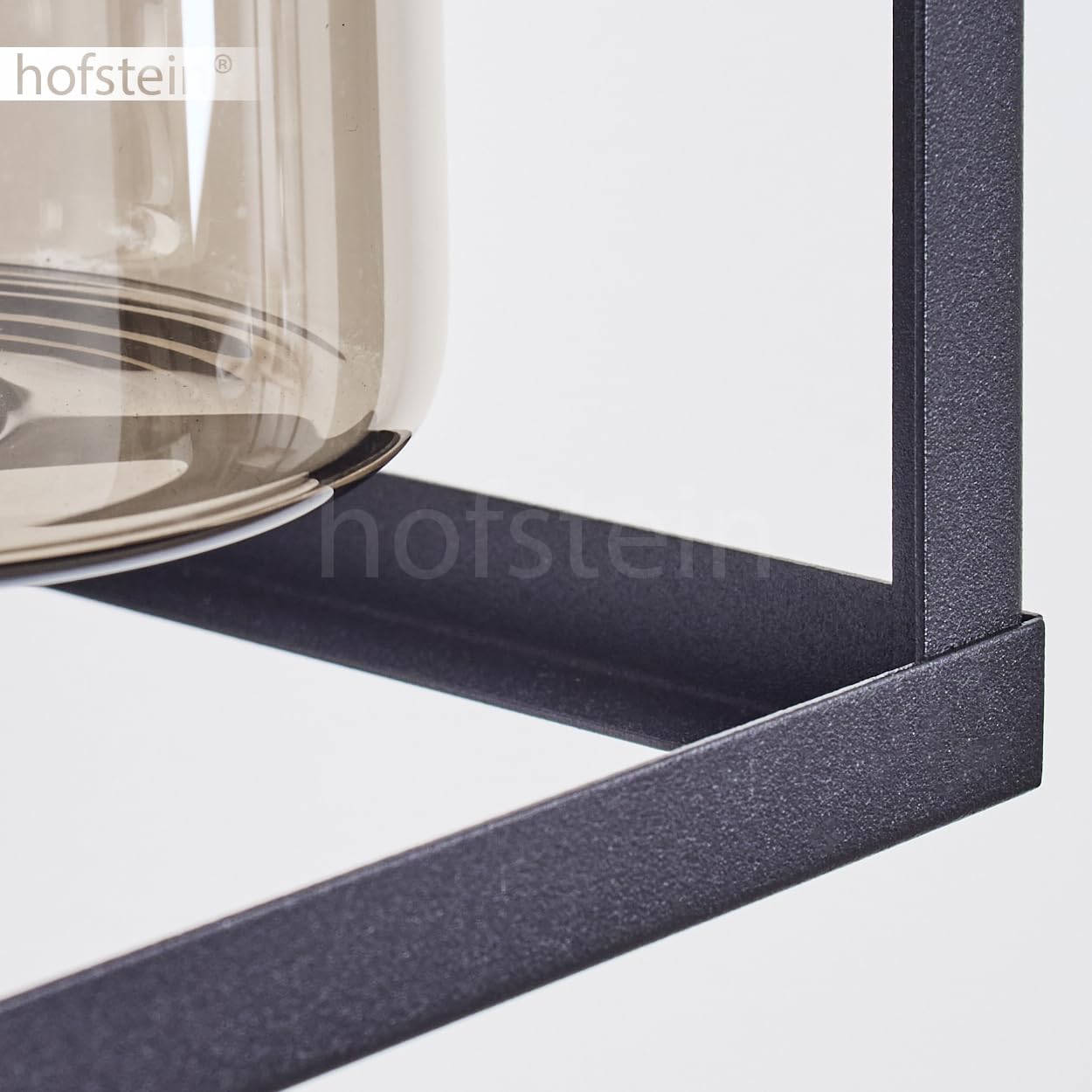 HOFSTEIN Außenwandleuchte Portalis, Außenwandlampe m. Bewegungsmelder aus Metall/Glas in Schwarz/Rauchfarben, Wechselglas Klar, Wandleuchte im Industrial-Stil, E27, IP44, Eingangsbereich, Haustür