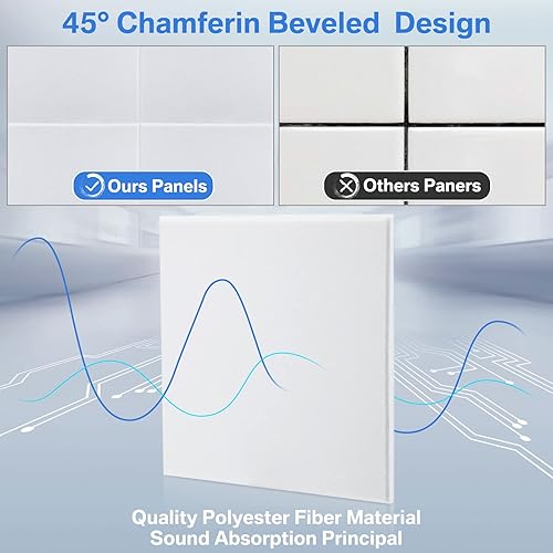 Miniatura 3 de 60 paneles acústicos de 12 x 12 x 0.4 pulgadas, tablero cuadrado de absorción de sonido, paneles de pared autoadhesivos insonorizados, azulejos de