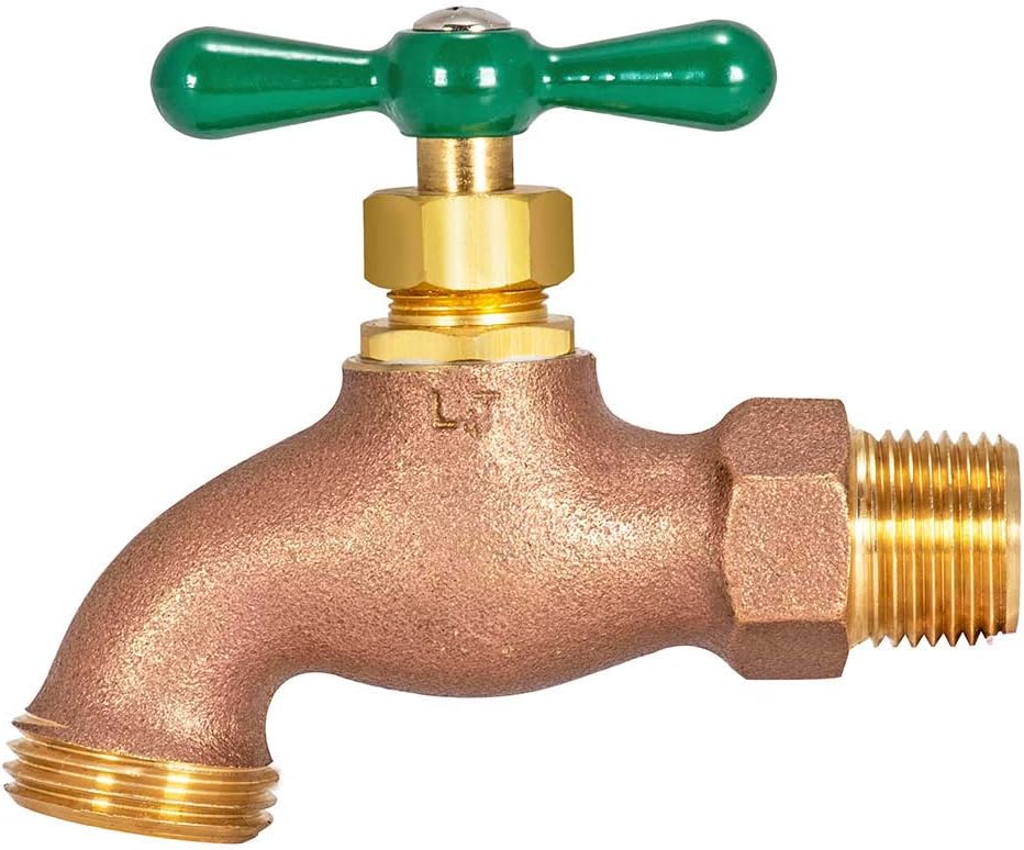 Eastman Heavy Pattern Hose Bibb, 1/2 in MIP x 1/2 in MHT, Outdoor Brass Faucet for Irrigation, 48628