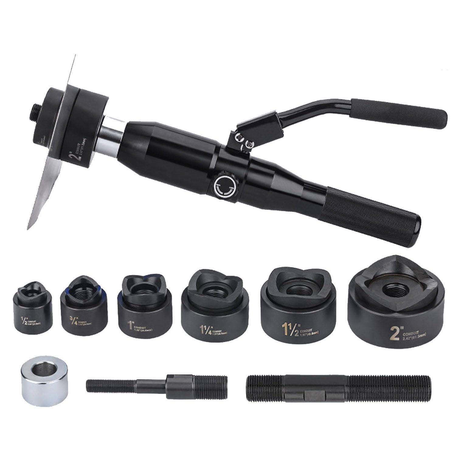 Kit di Perforazione Idraulica Manuale,Punzonatrice per Lamiera,Perforatrice Idraulica da 16.5~60.8 Mm,Punzonatrice per Lamiera con 6 Matrici Utensili