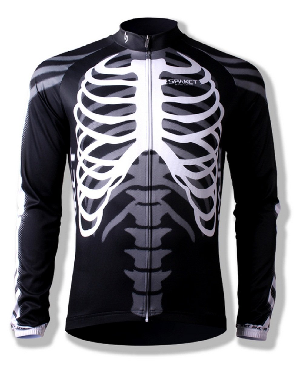 Spakct Men's Cycling Jersey Long Sleeves-Skeleton (Large)