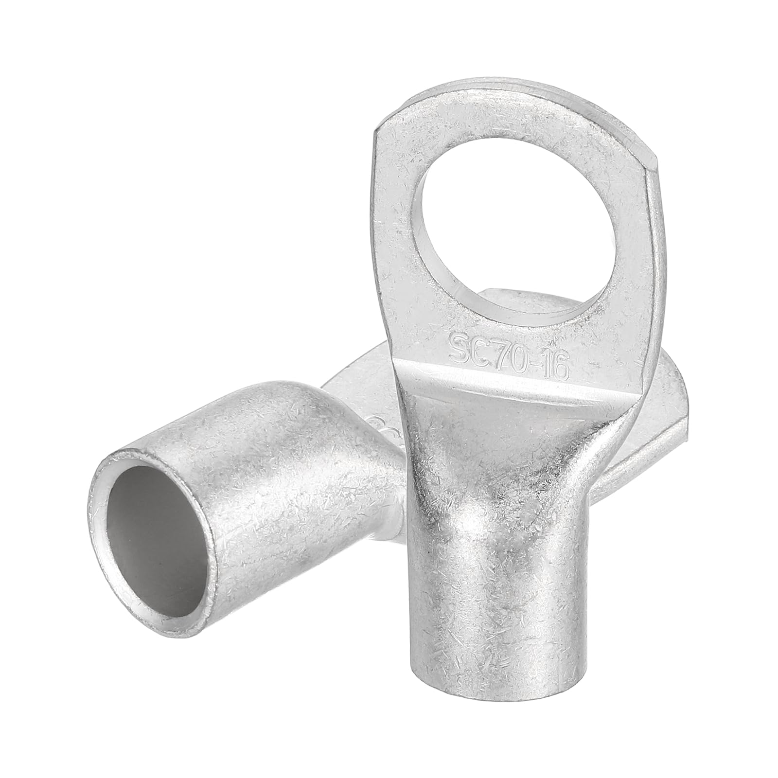 sourcing map 2 Pcs Tinned Copper Wire Lugs 2/0AWG 11/16" Wire Connectors Marine Grade Battery Cable Ends Ring Terminals SC70-16NH Battery Cable Lugs, Silver