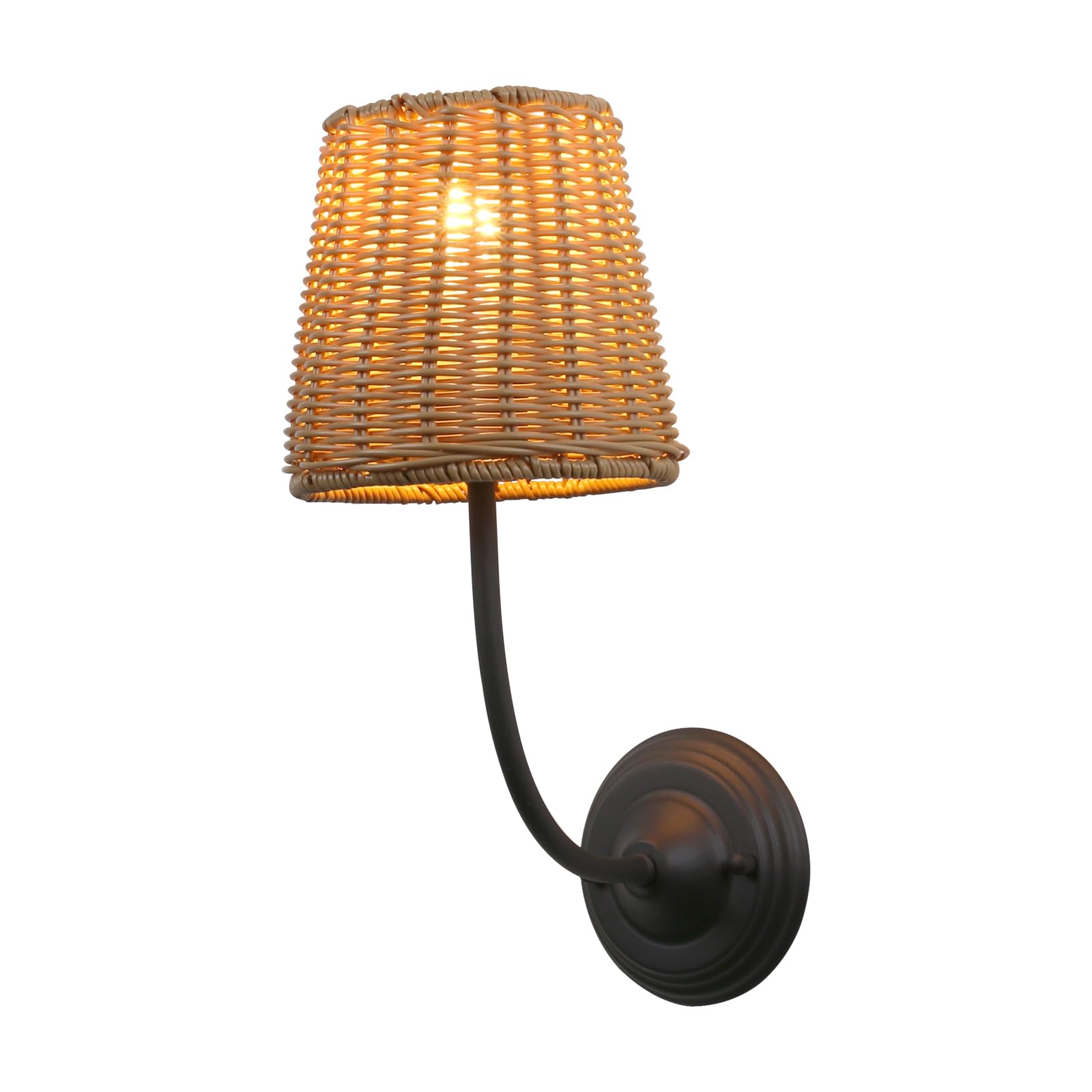 JIMUBEAM1-Light Modern Sconce Wall Lighting with Imitation Rattan Woven Shade, Rustic Hardwired Boho Wall Lamp Fixture for Bedside Hallway Living Room Bedroom